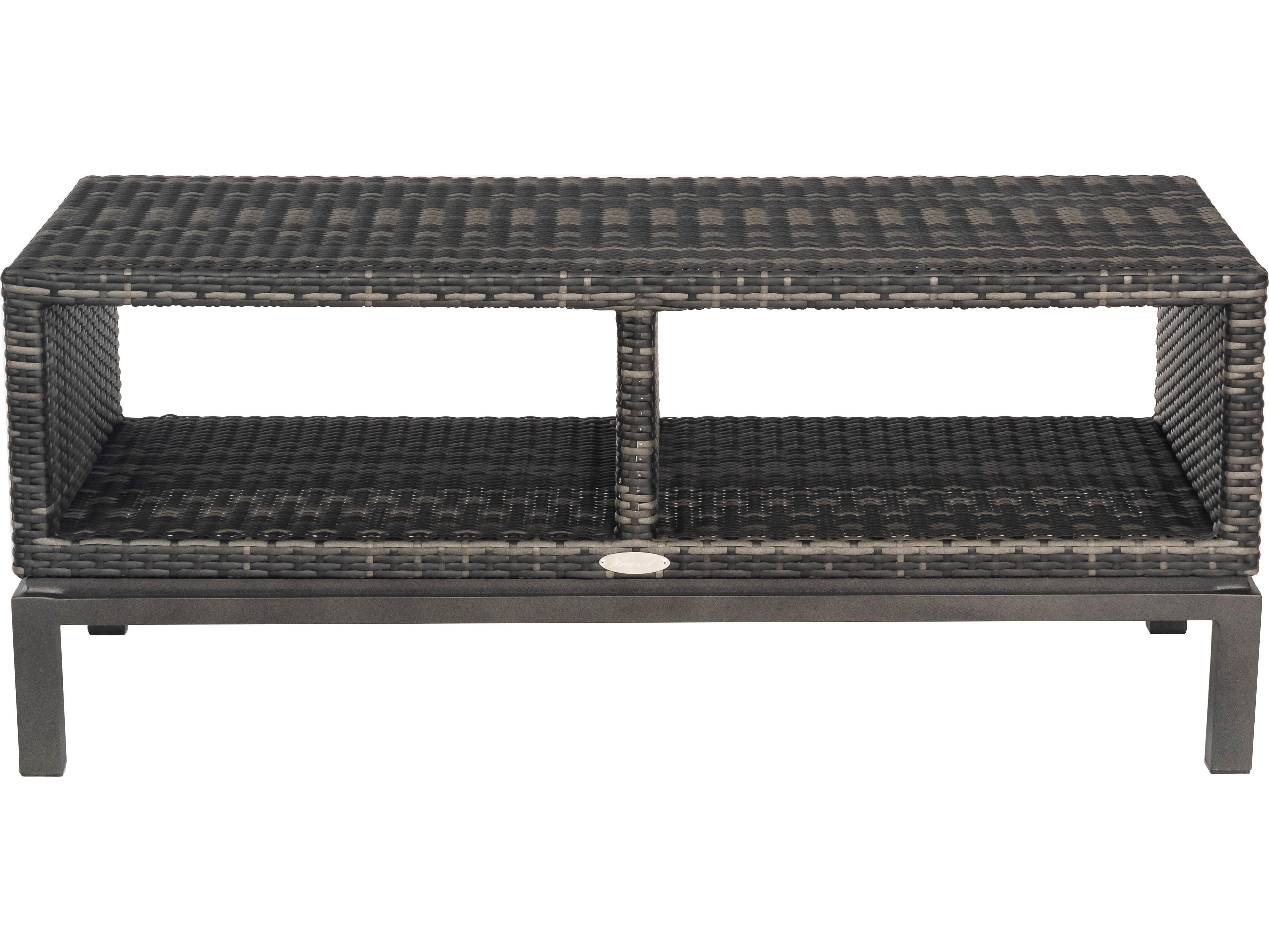 Woodard Geni Wicker Charcoal Gray Rectangular Outdoor Coffee Table