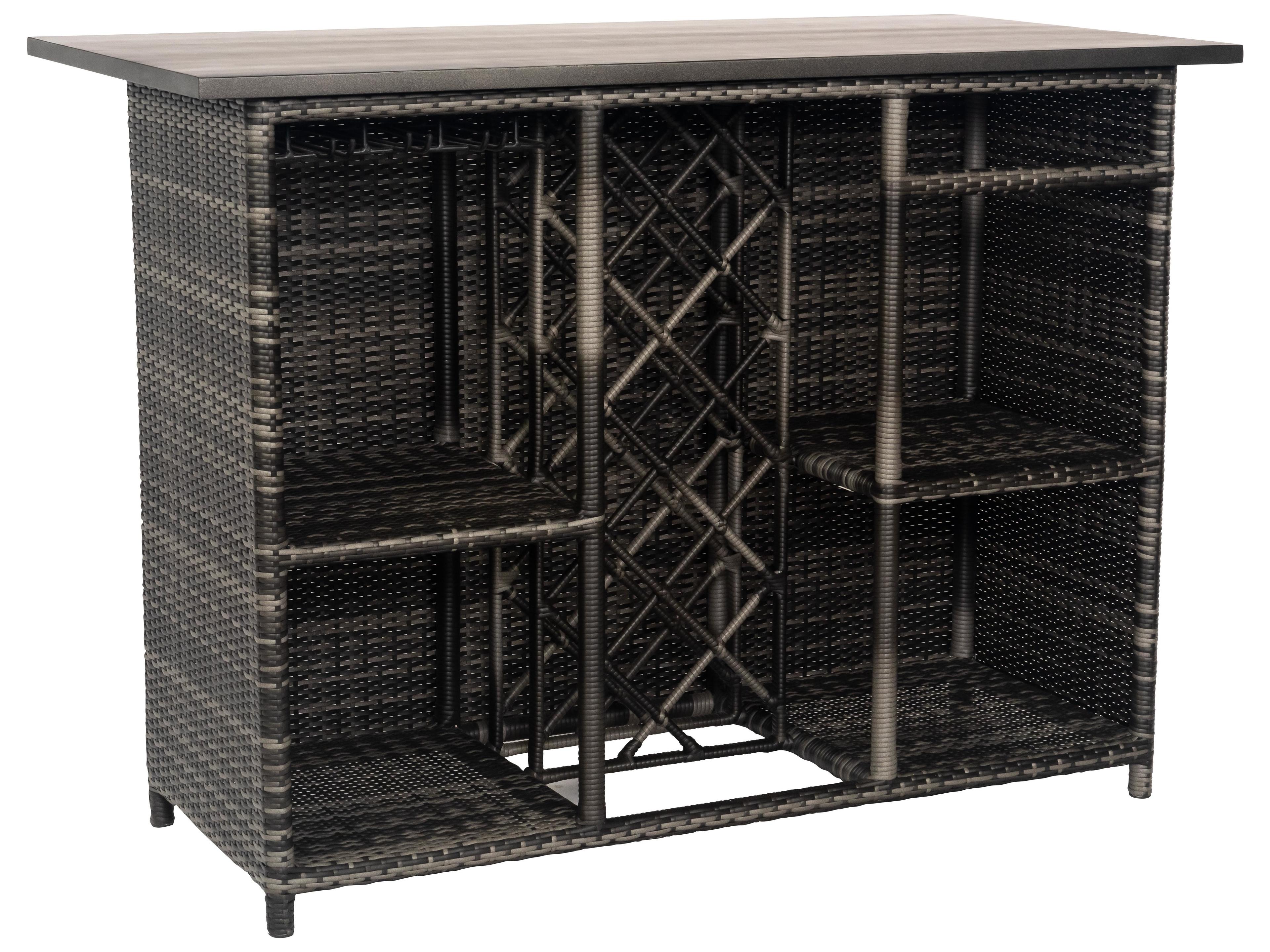 Woodard Geni Wicker Charcoal Gray Bar Island
