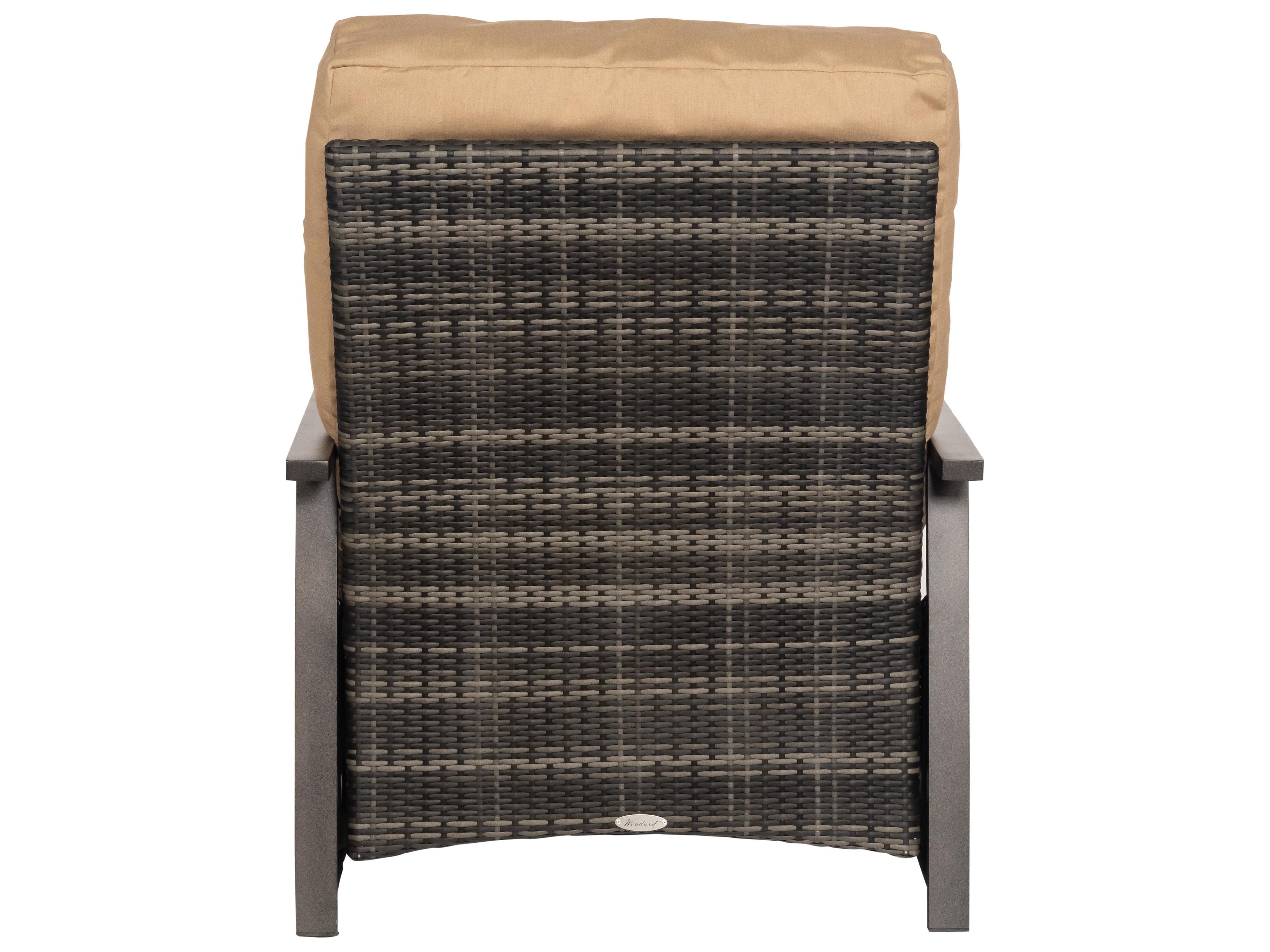 Woodard Geni Wicker Charcoal Gray Reclining Outdoor Patio Lounge Chair