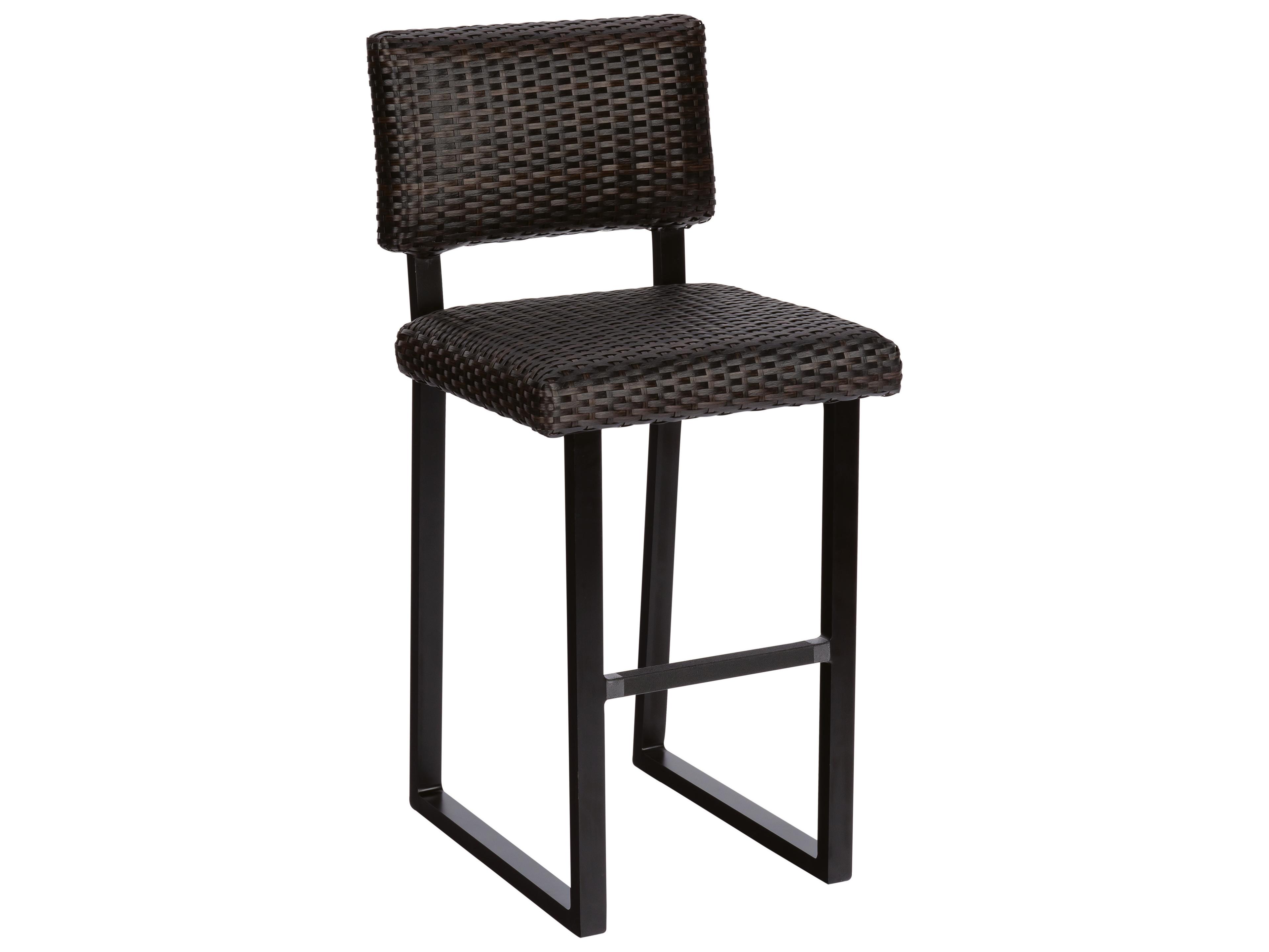 Woodard Harper Wicker Charcoal Gray Harper Outdoor Bar Stool