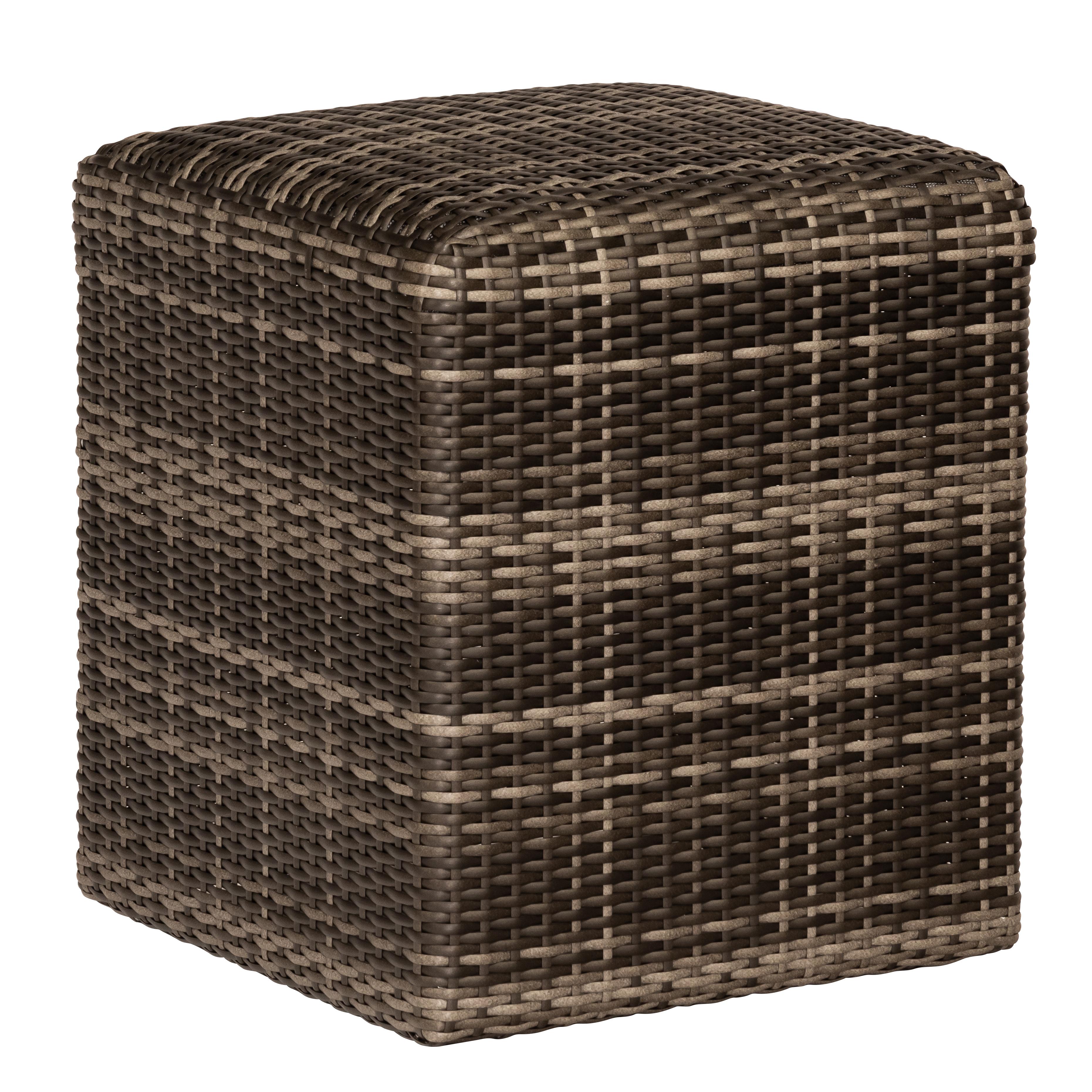 Woodard Whitecraft Saddleback Wicker Charcoal Grey Patio Ottoman