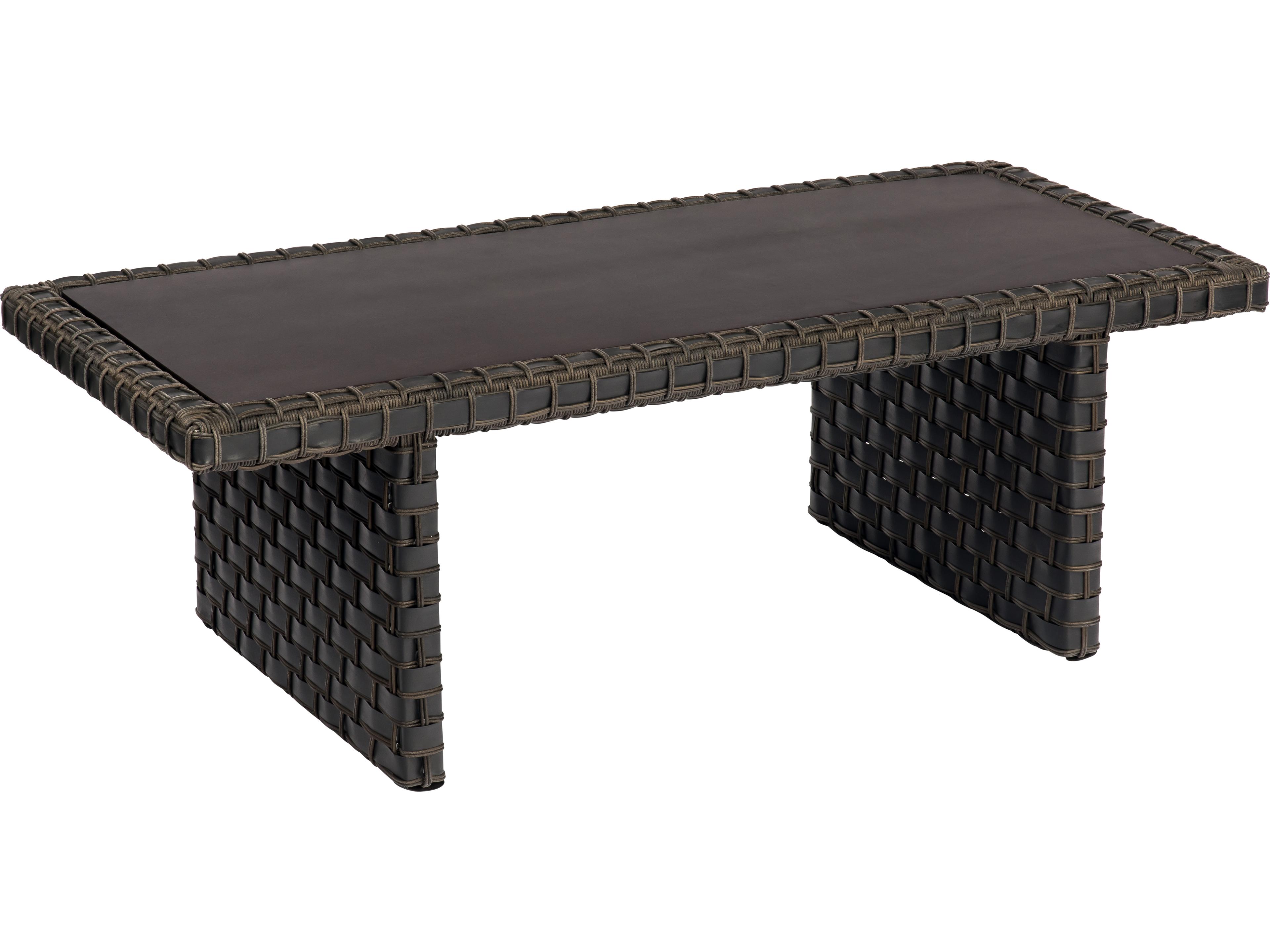 Woodard Cooper Wicker Amazon Mahogany Rectangular Outdoor Patio Coffee Table