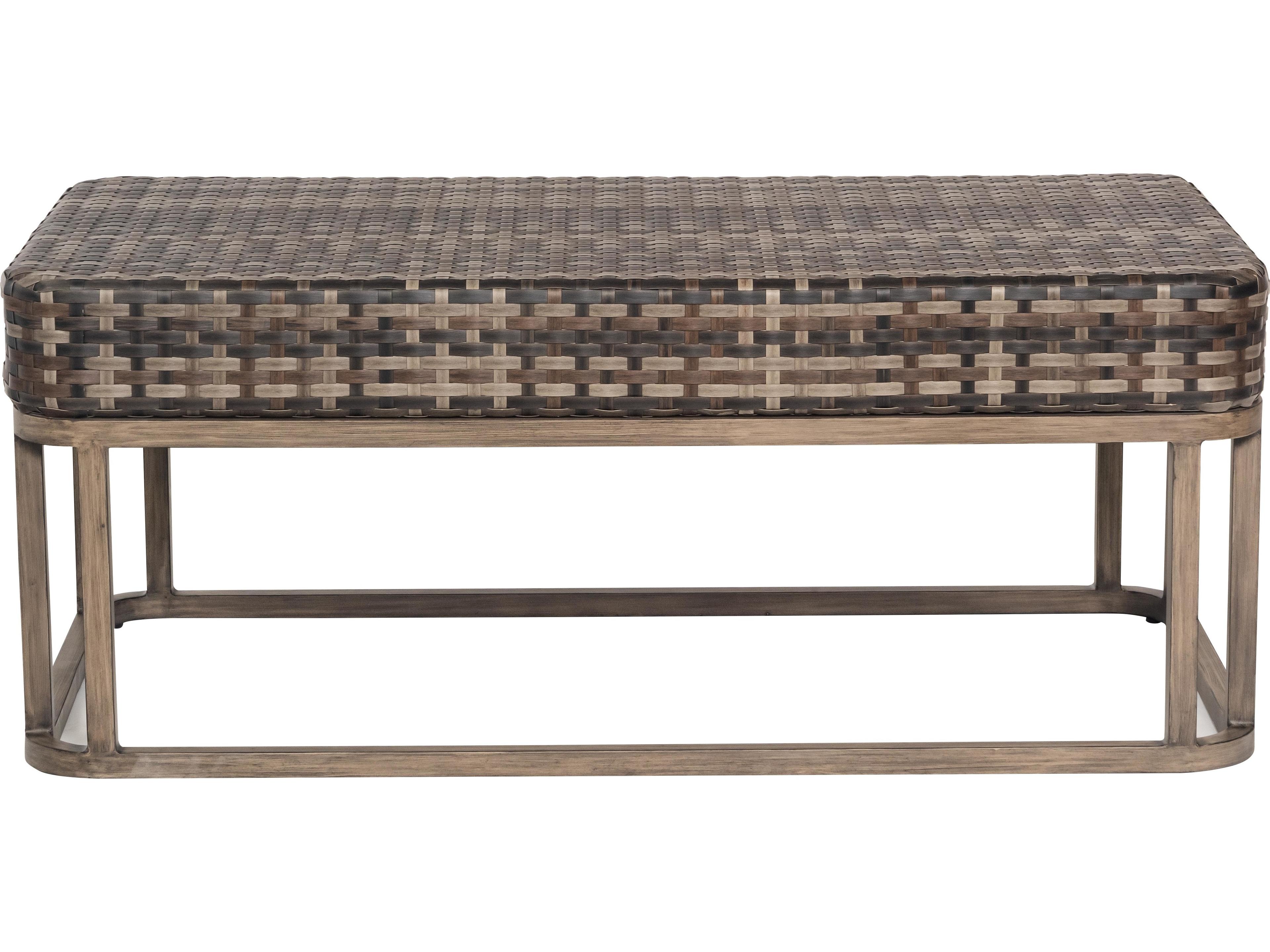 Woodard Reunion Wicker Calico Rectangular Glass Top Patio Coffee Table