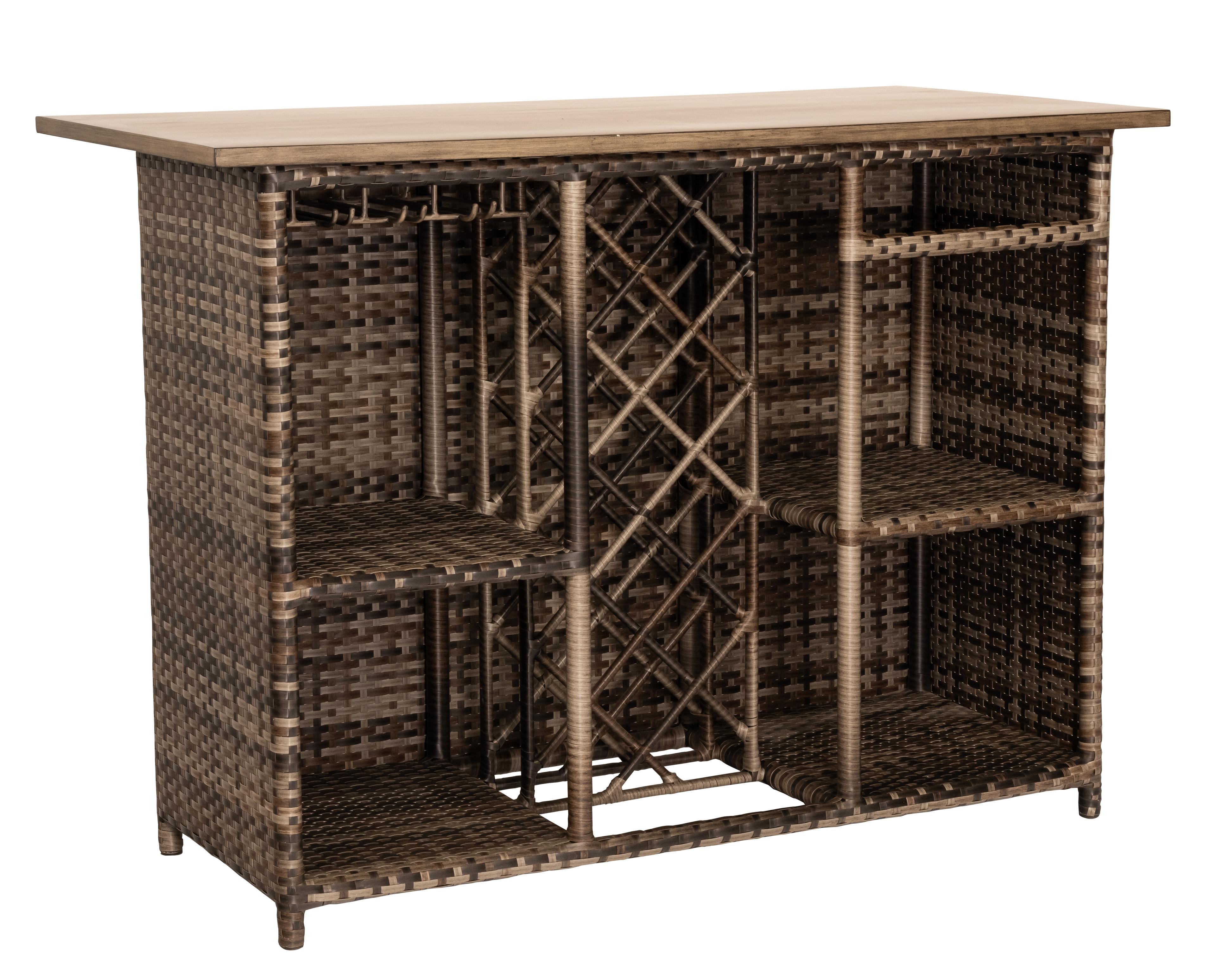 Woodard Reunion Wicker Calico Rectangular Bar Island Table