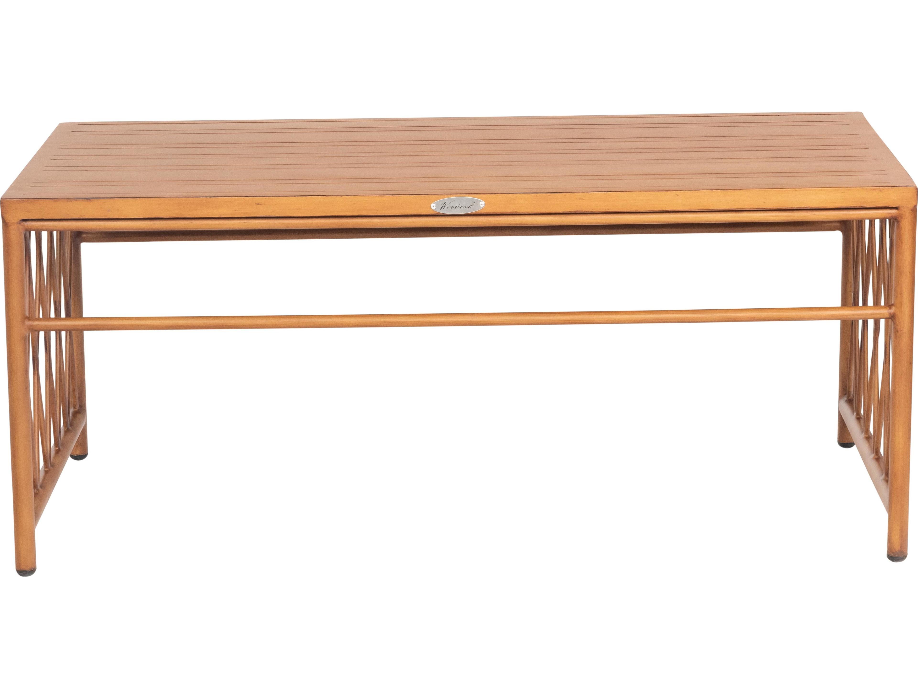 Woodard Cane Aluminum Cane Rectangular Glass Top Outdoor Coffee Table