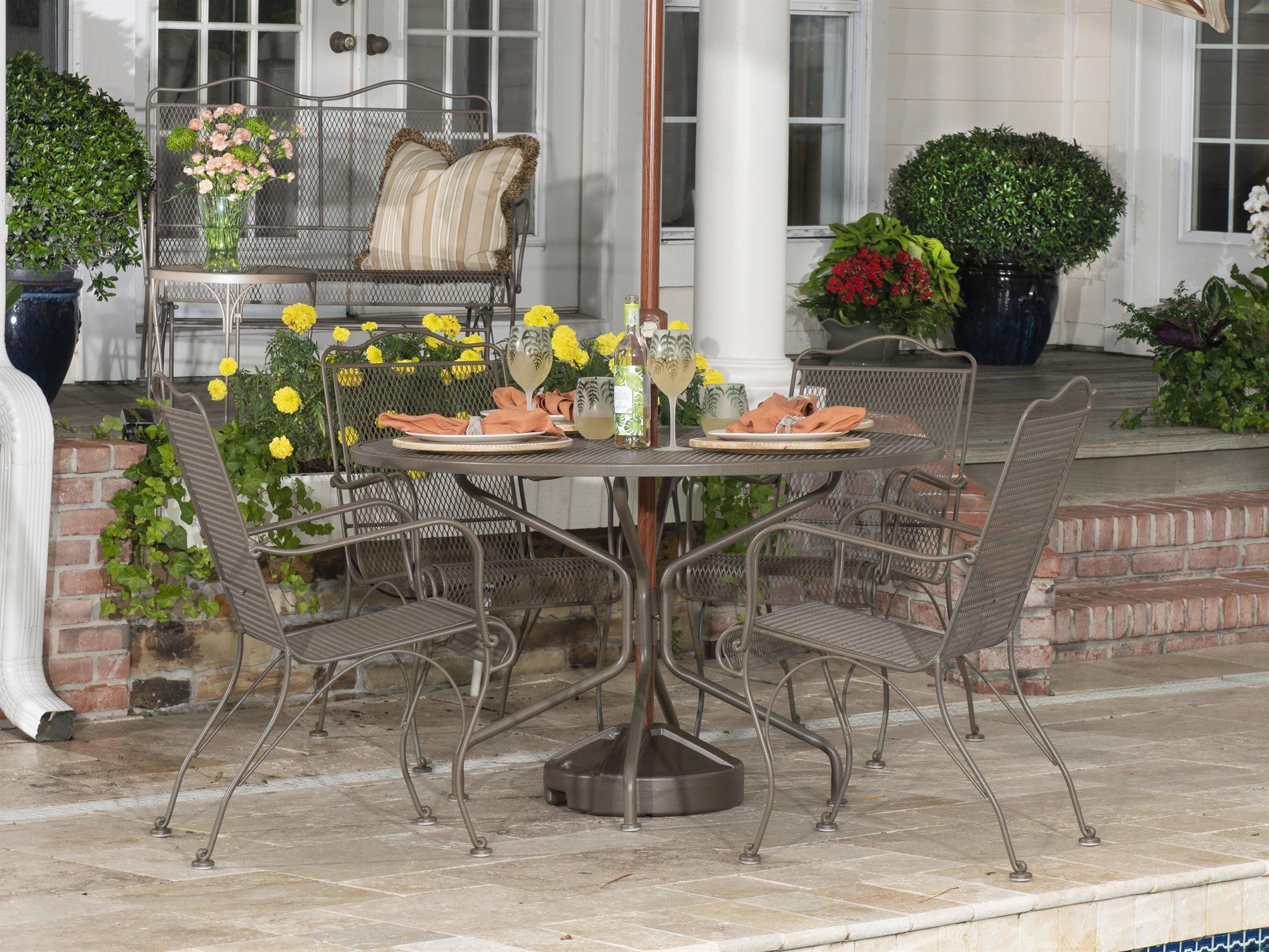 Woodard Tucson Mesh Wrought Iron Outdoor Patio Dining Set