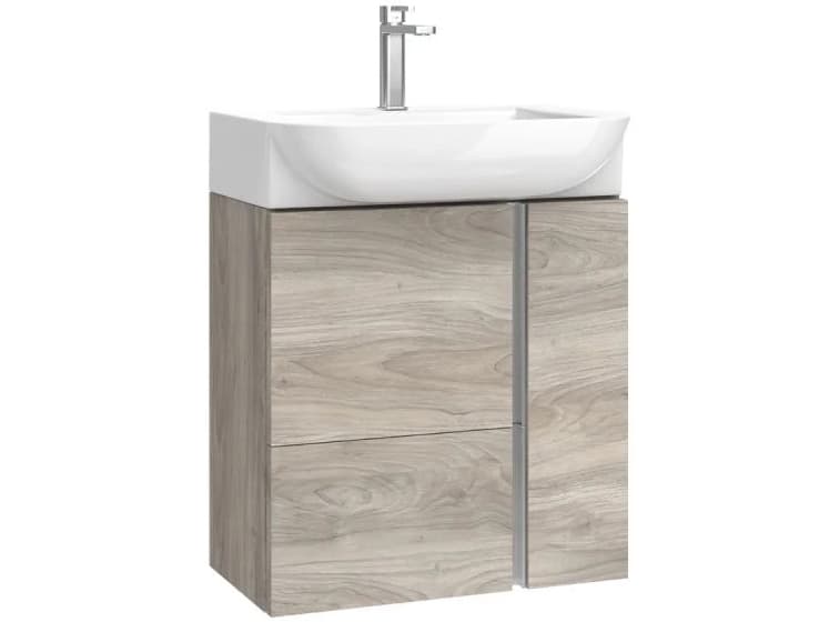 WS Bath Collections Camilia Grey Pine Vanity With Handles in Polished Chrome