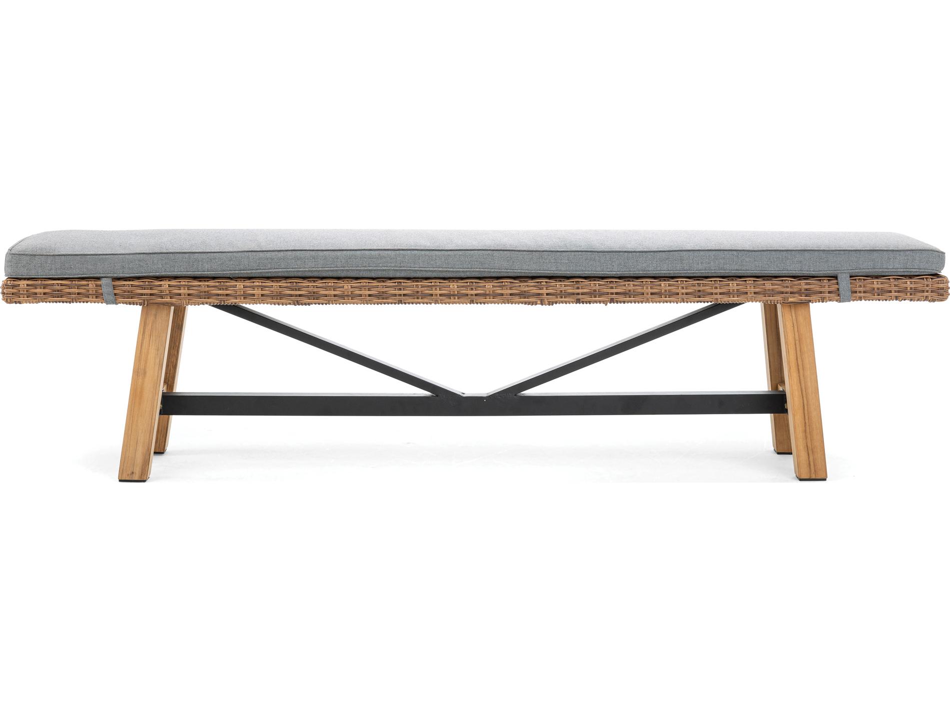 Winston Quick Ship Truss Vintage Earth Wicker Outdoor Patio Bench with Cushion