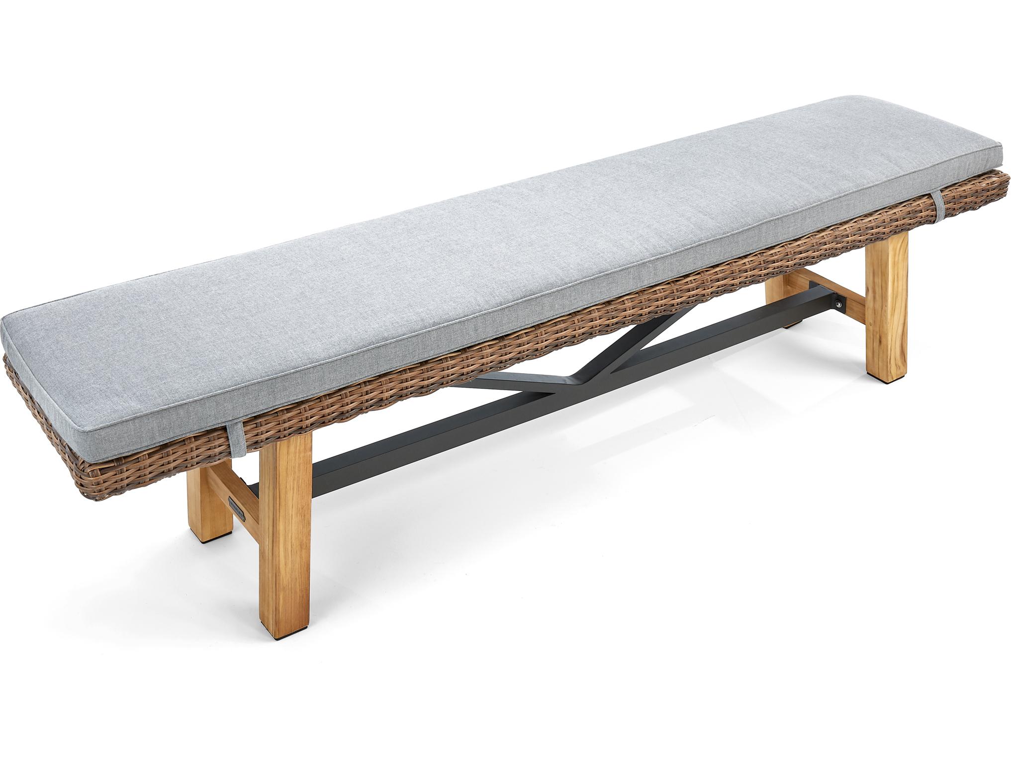 Winston Quick Ship Truss Vintage Earth Wicker Outdoor Patio Bench with Cushion