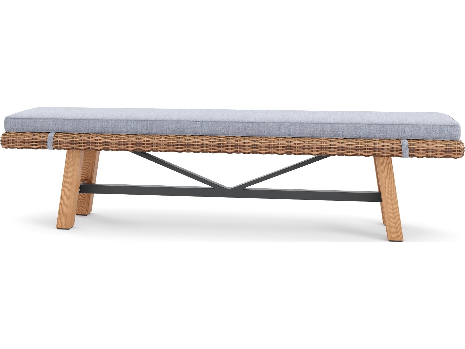 Winston Quick Ship Truss Vintage Earth Wicker Outdoor Patio Bench with Cushion