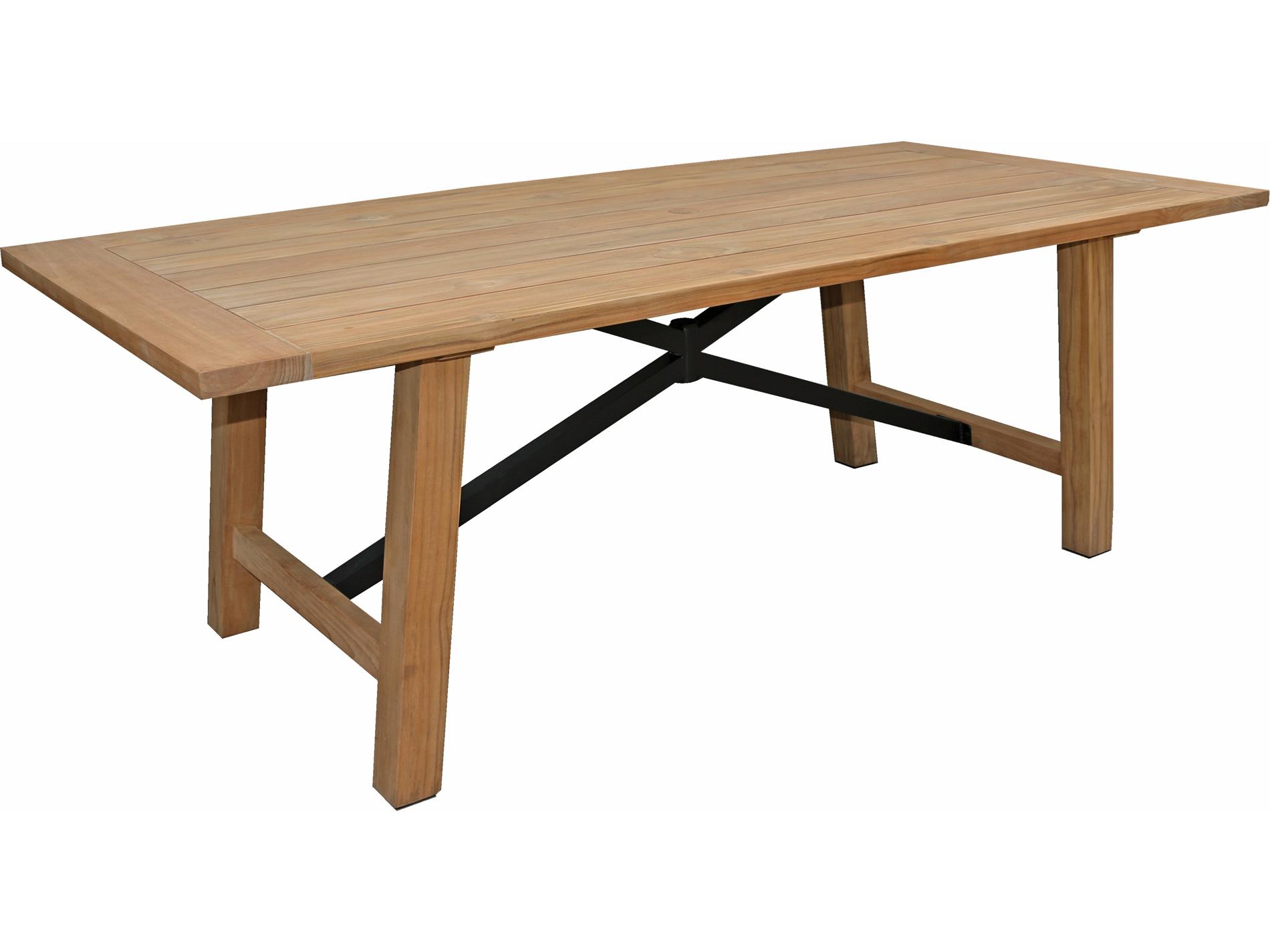 Winston Quick Ship Truss Natural Teak Rectangular Outdoor Patio Dining Table