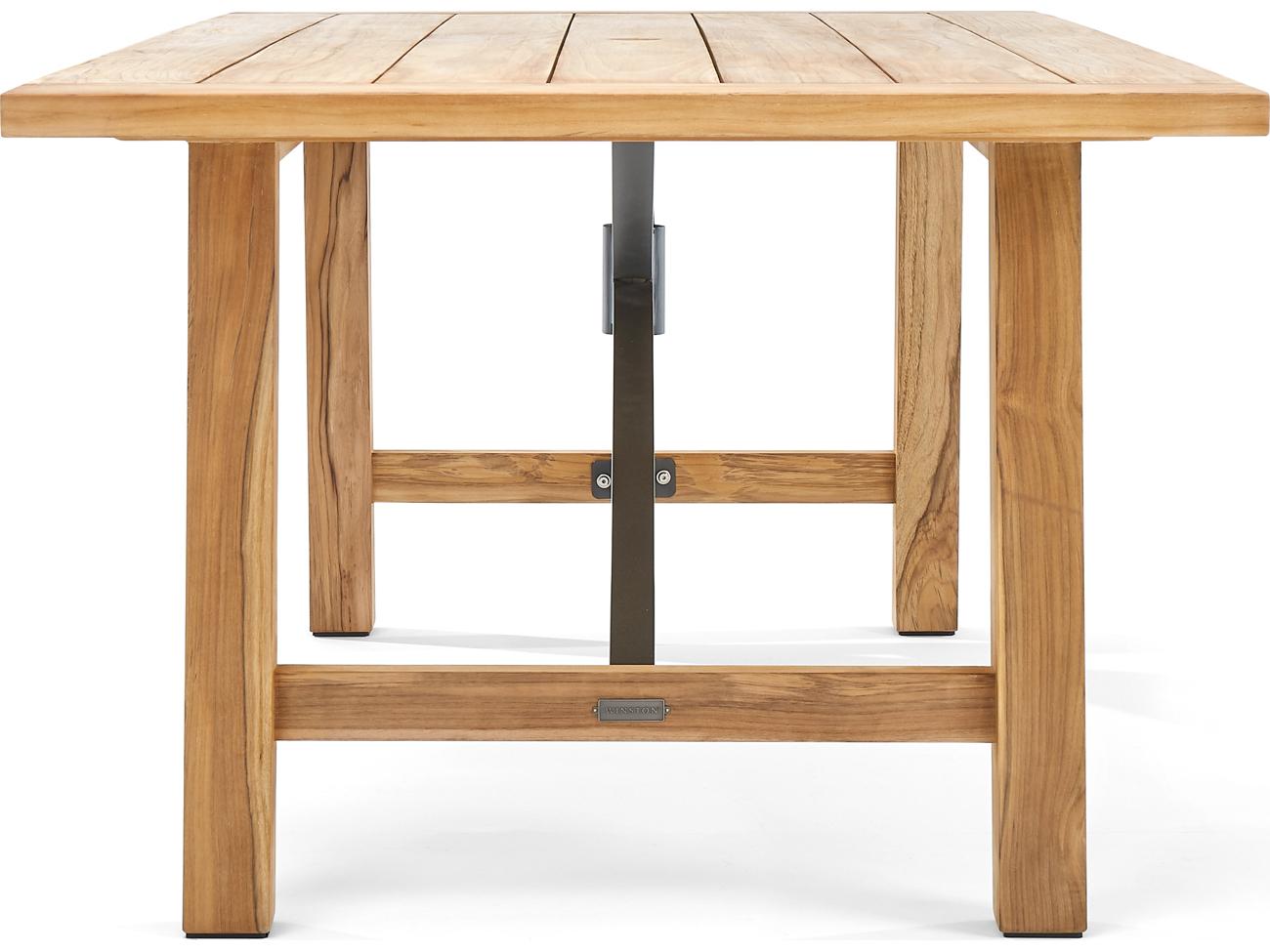 Winston Quick Ship Truss Natural Teak Rectangular Outdoor Patio Dining Table