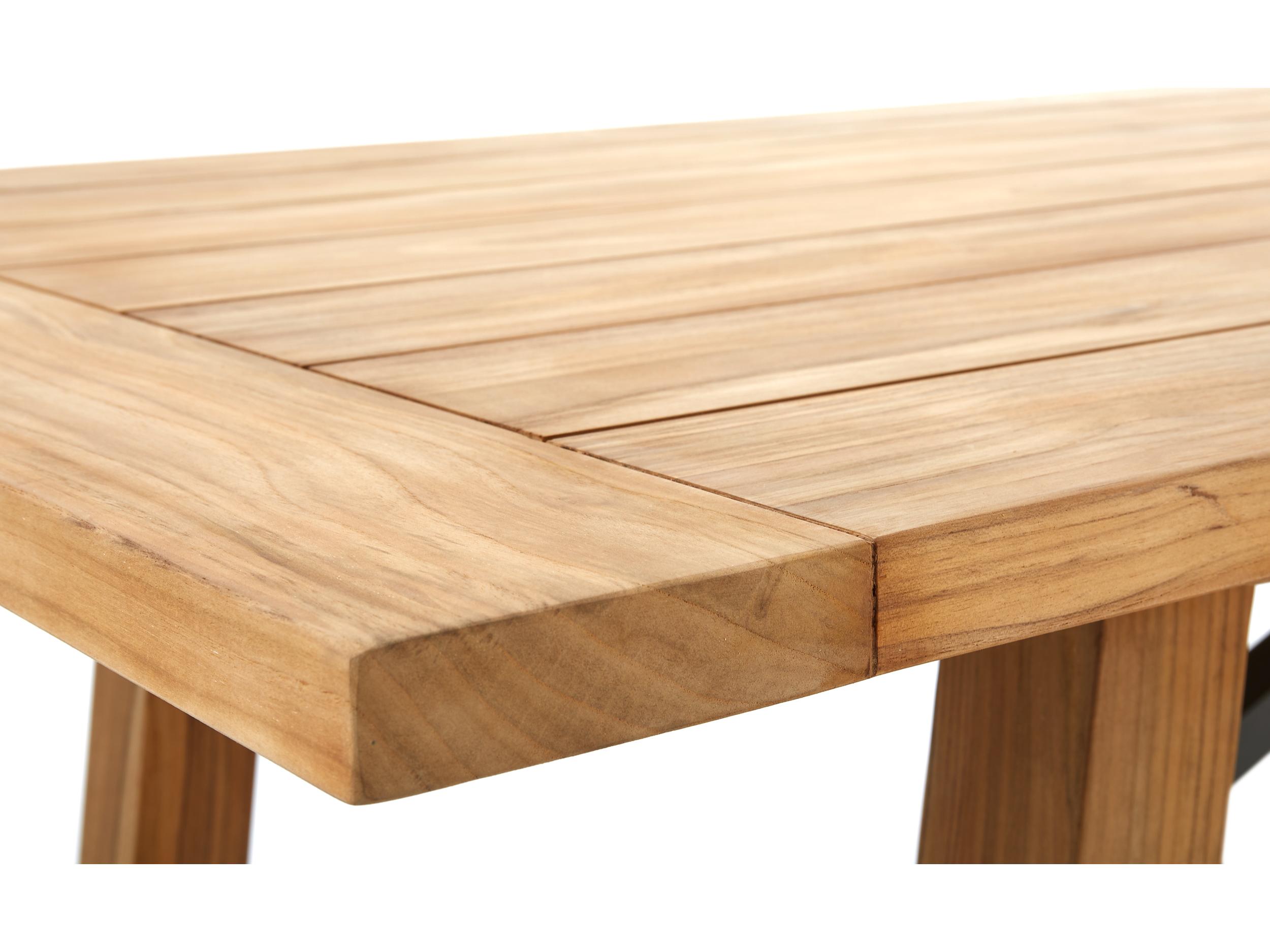 Winston Quick Ship Truss Natural Teak Rectangular Outdoor Patio Dining Table