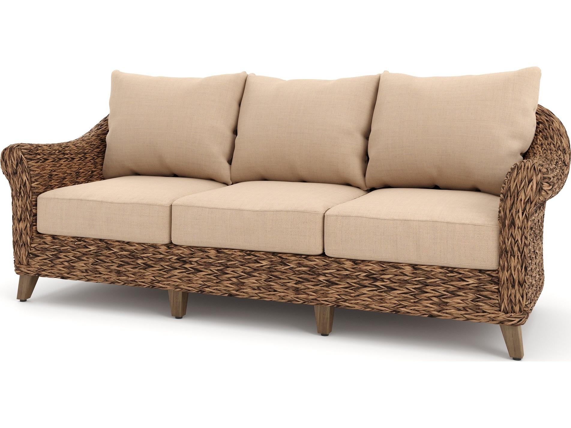 Winston Quick Ship Cayman Wicker Heritage Brown Aluminum Outdoor Sofa