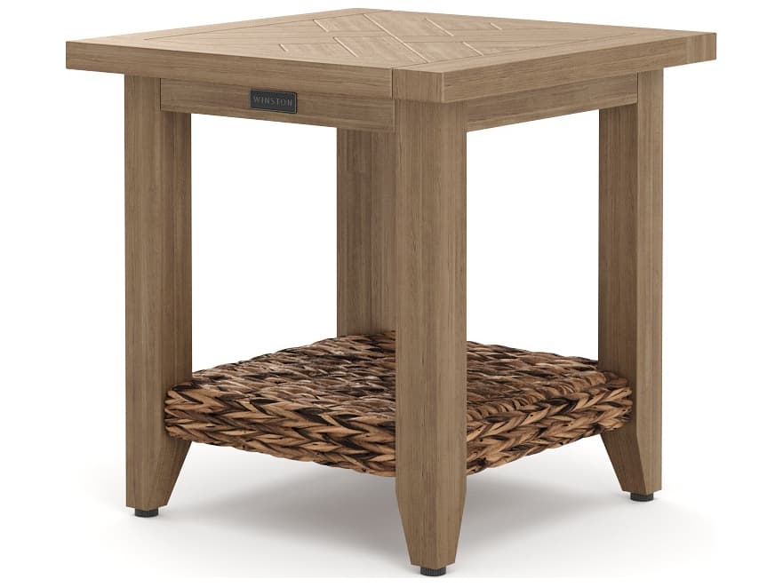 Winston Quick Ship Cayman Wicker Heritage Brown Aluminum Square Outdoor Side Table