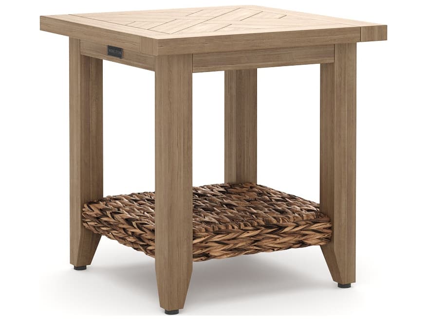 Winston Quick Ship Cayman Wicker Heritage Brown Aluminum Square Outdoor Side Table