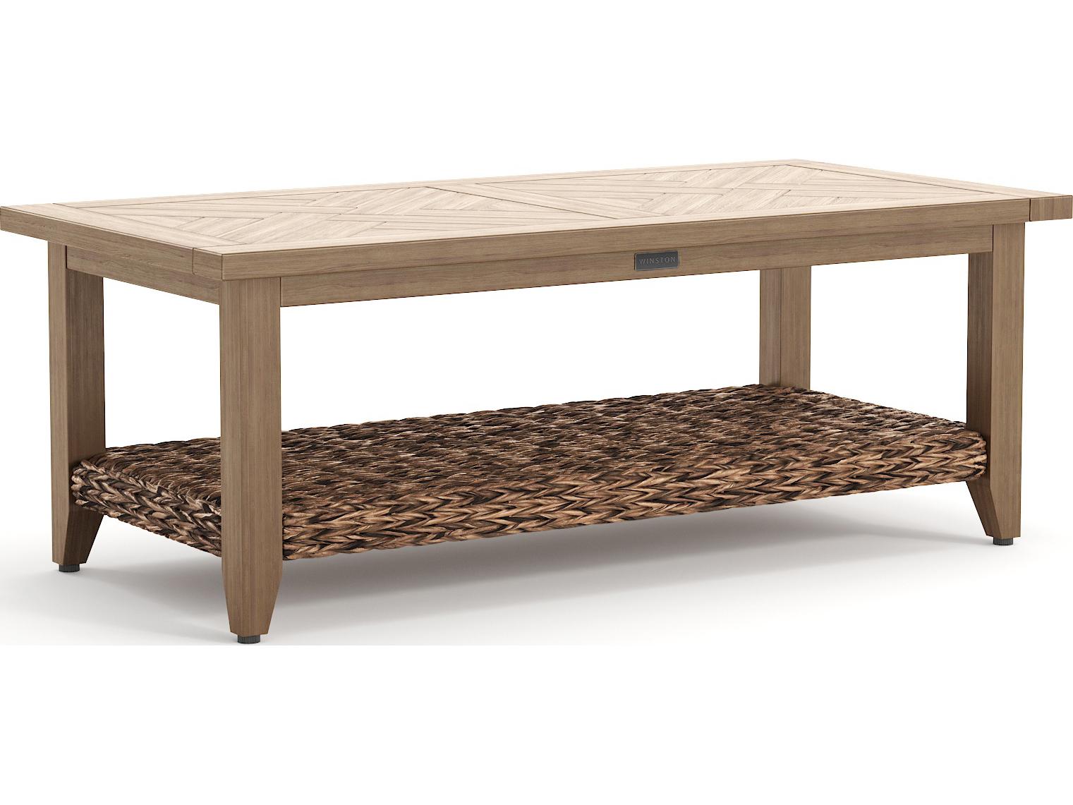 Winston Quick Ship Cayman Wicker Heritage Brown Aluminum Rectangular Outdoor Coffee Table