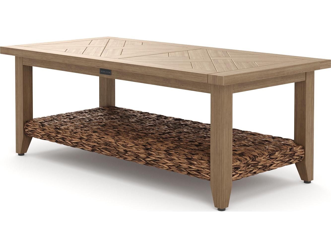 Winston Quick Ship Cayman Wicker Heritage Brown Aluminum Rectangular Outdoor Coffee Table