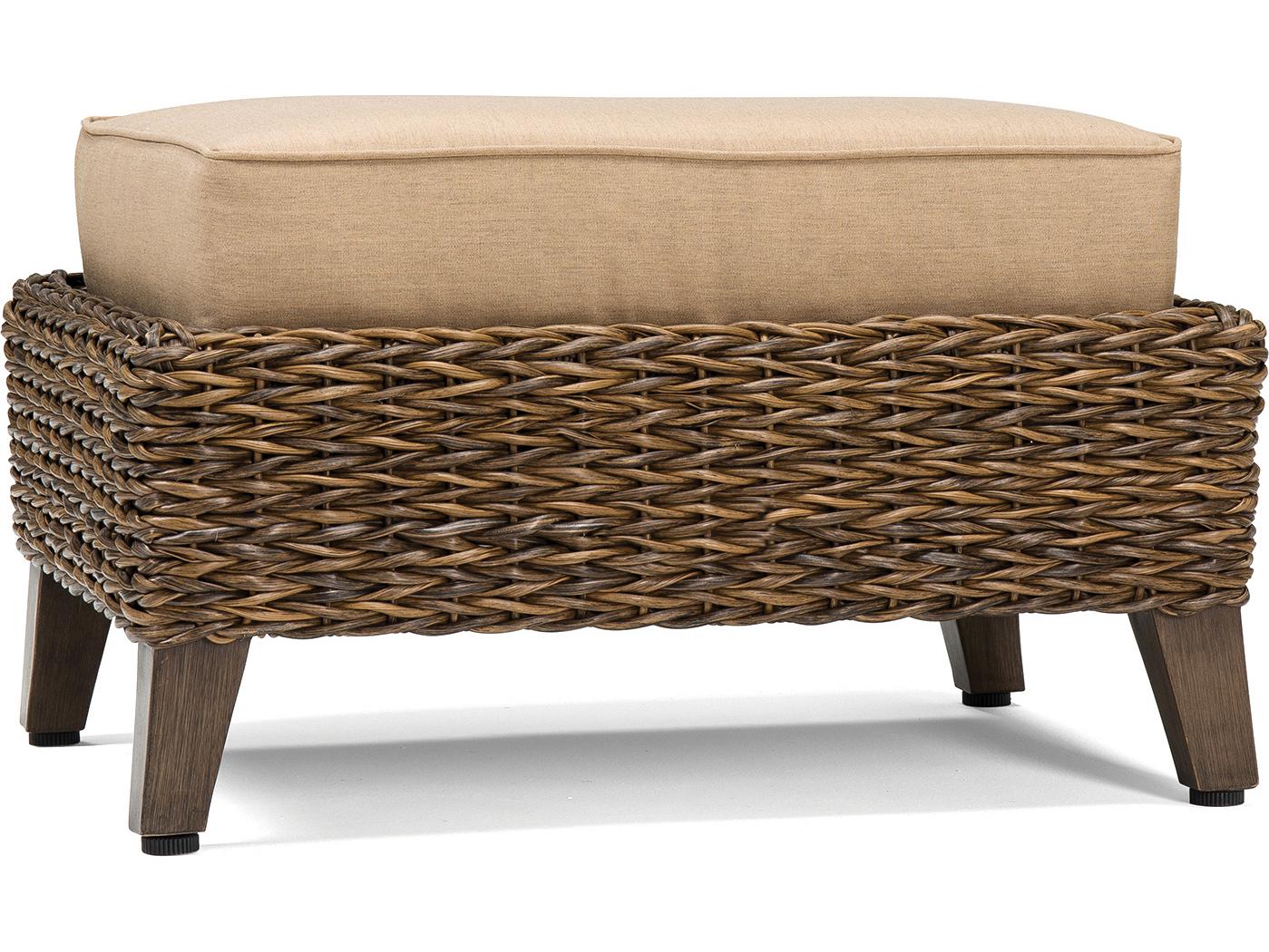 Winston Quick Ship Cayman Wicker Heritage Brown Aluminum Outdoor Patio Ottoman