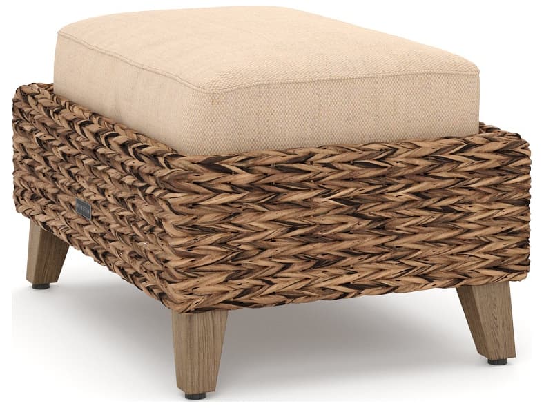 Winston Quick Ship Cayman Wicker Heritage Brown Aluminum Outdoor Patio Ottoman