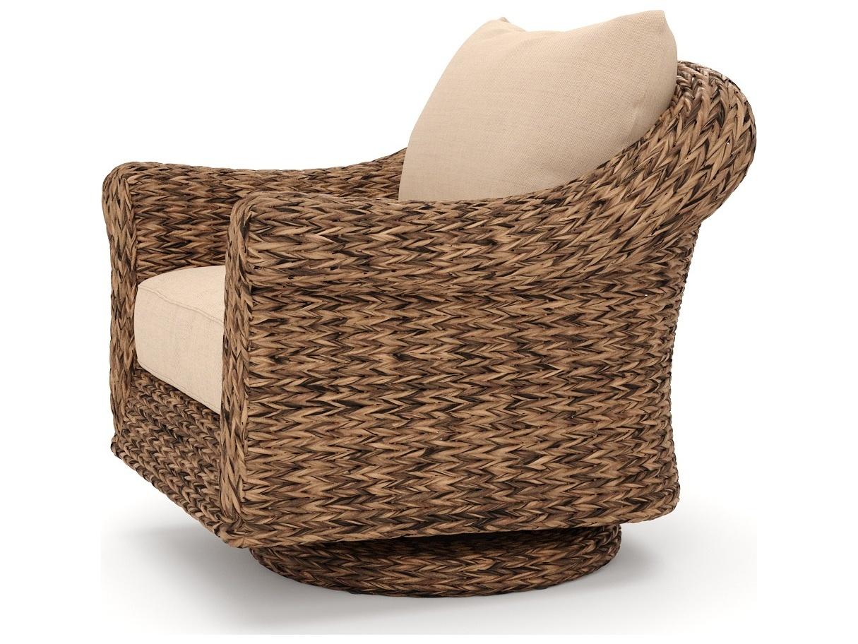 Winston Quick Ship Cayman Wicker Heritage Brown Aluminum Swivel Glider Outdoor Patio Lounge Chair