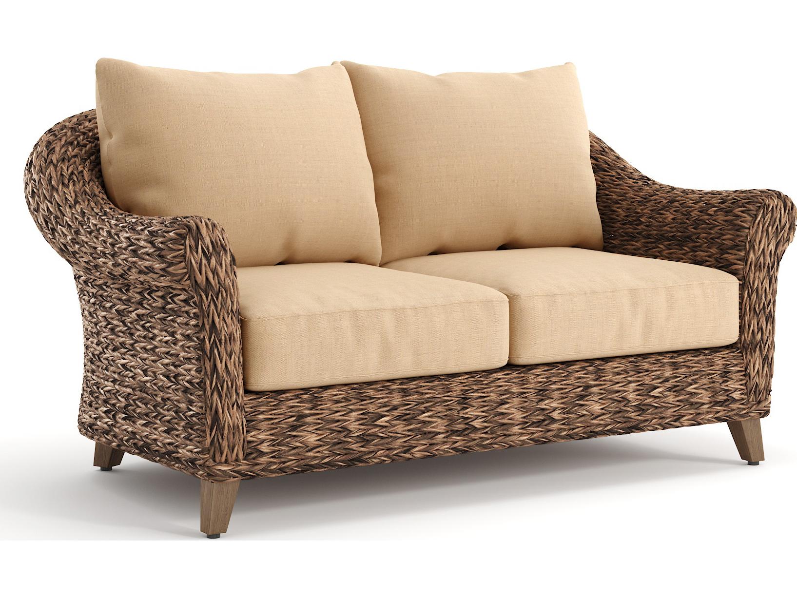 Winston Quick Ship Cayman Wicker Heritage Brown Aluminum Outdoor Loveseat