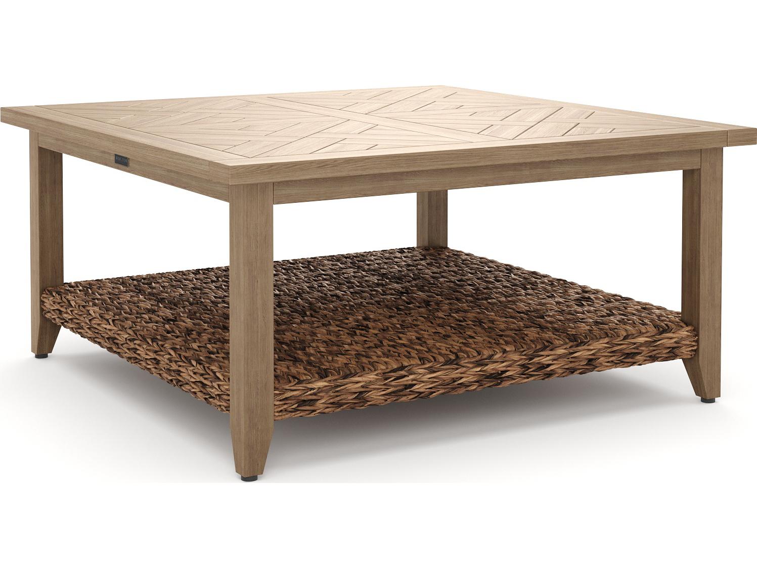 Winston Quick Ship Cayman Wicker Heritage Brown Aluminum Square Outdoor Chat Table