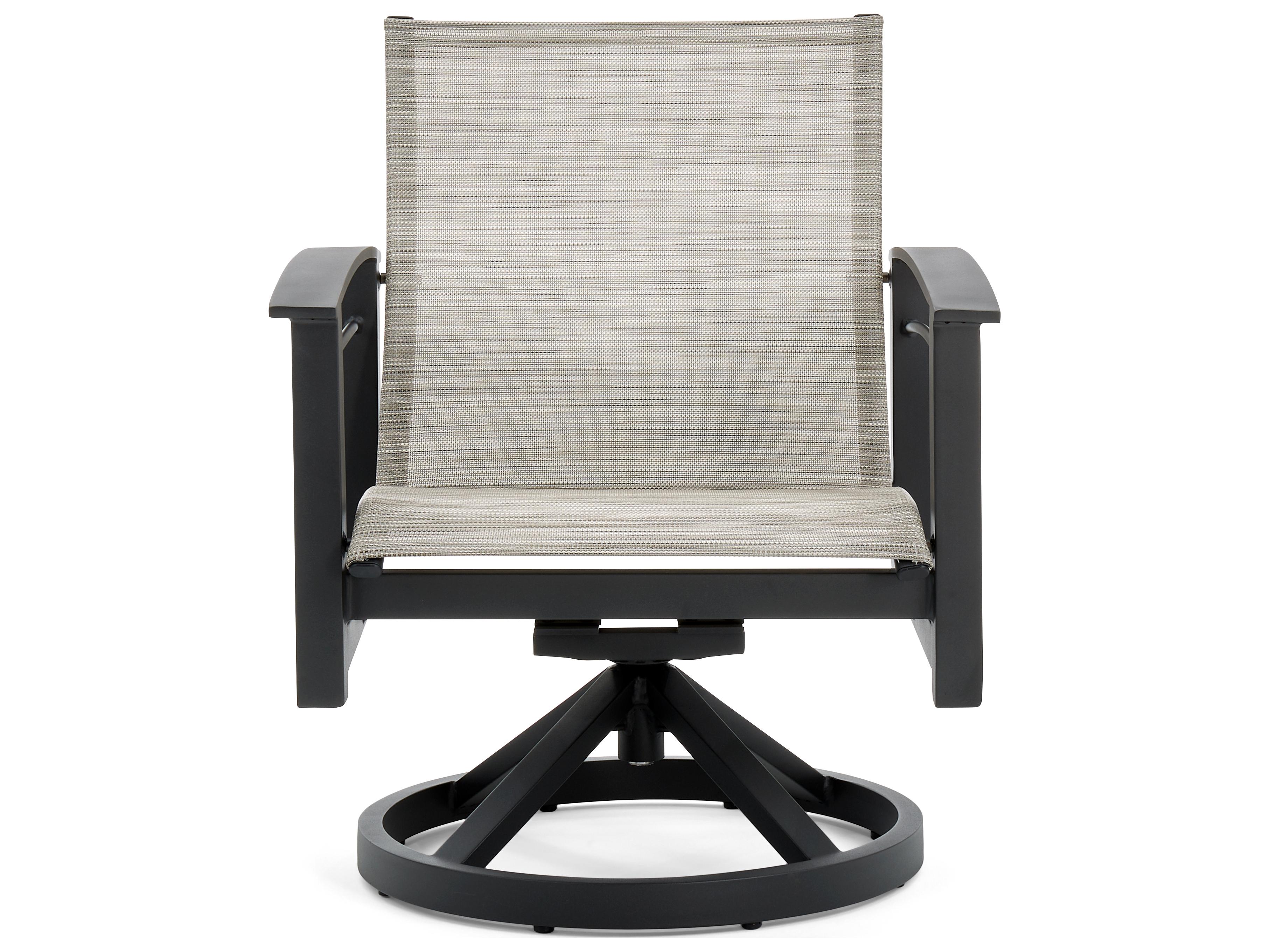 Winston Stanford Sling Quick Ship Aluminum Swivel Rocker Outdoor Dining Arm Chair