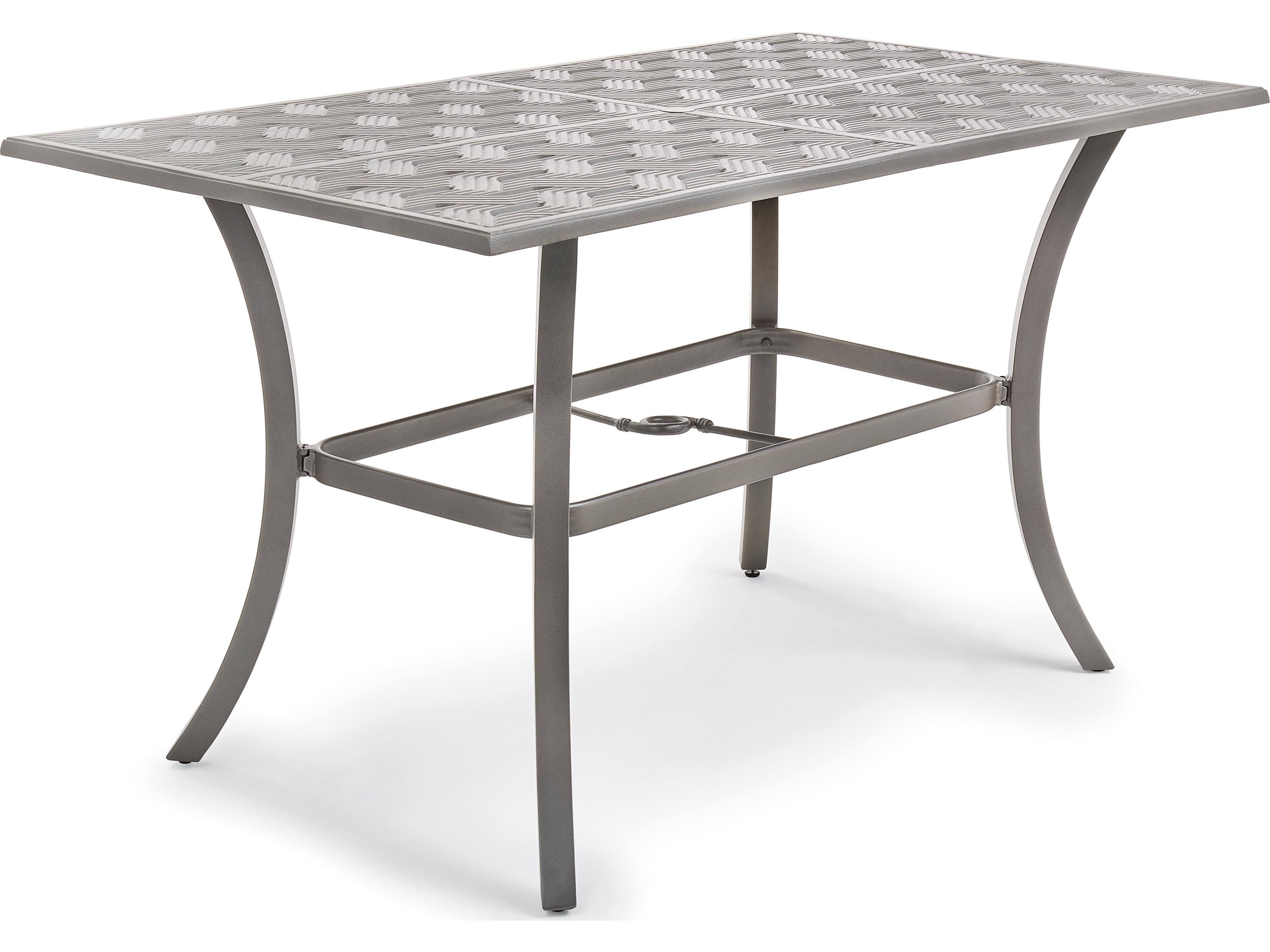 Winston Quick Ship Merge Weathered Teak Aluminum Rectangular Patio Counter Table