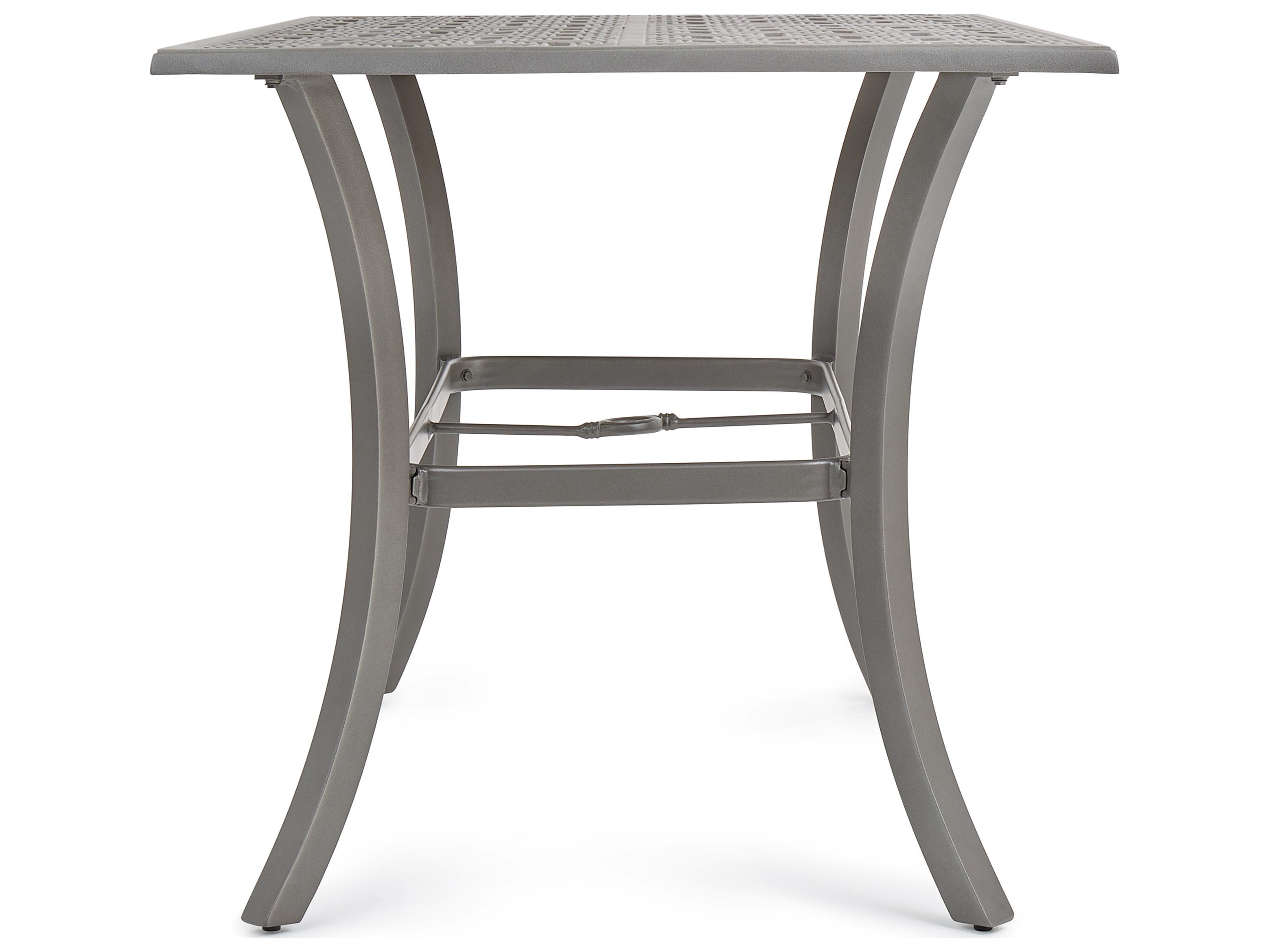 Winston Quick Ship Merge Weathered Teak Aluminum Rectangular Patio Counter Table