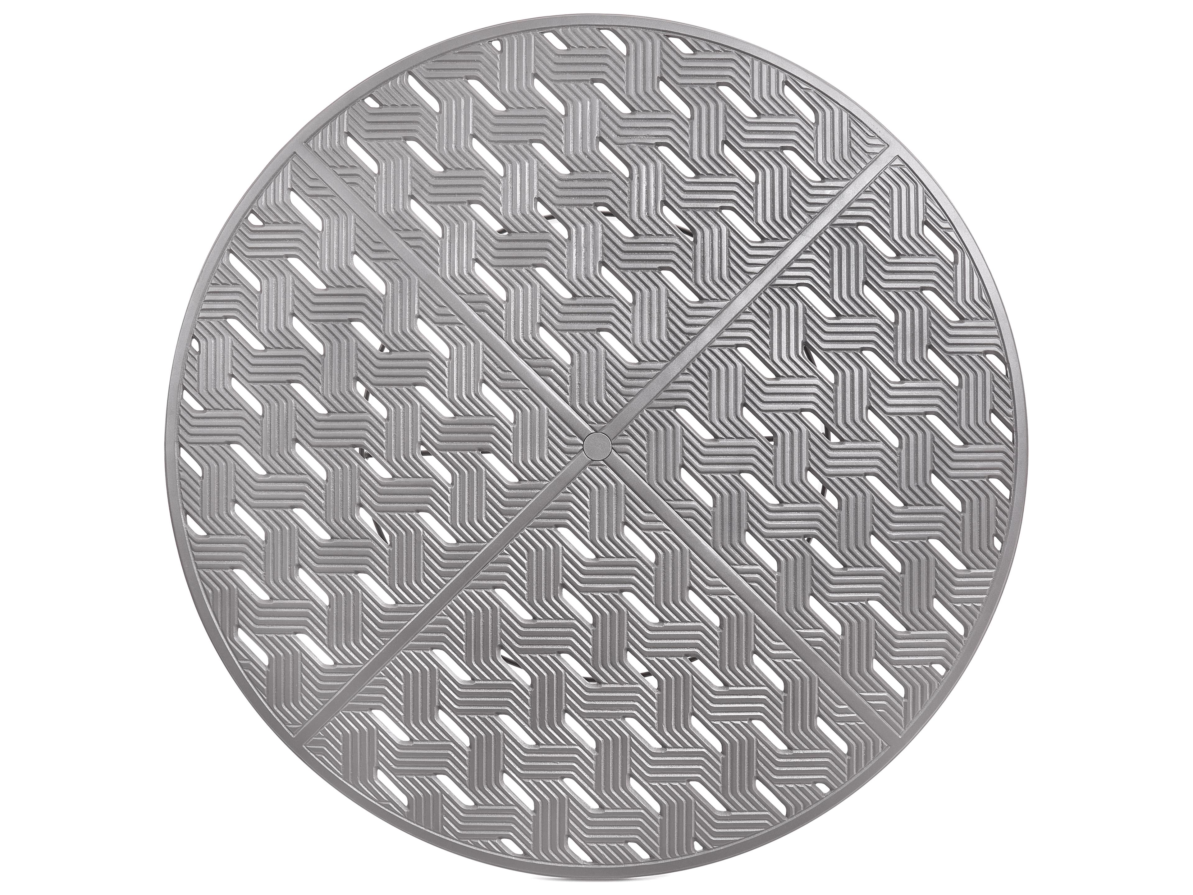 Winston Quick Ship Merge Weathered Teak Aluminum Round Outdoor Patio Dining Table