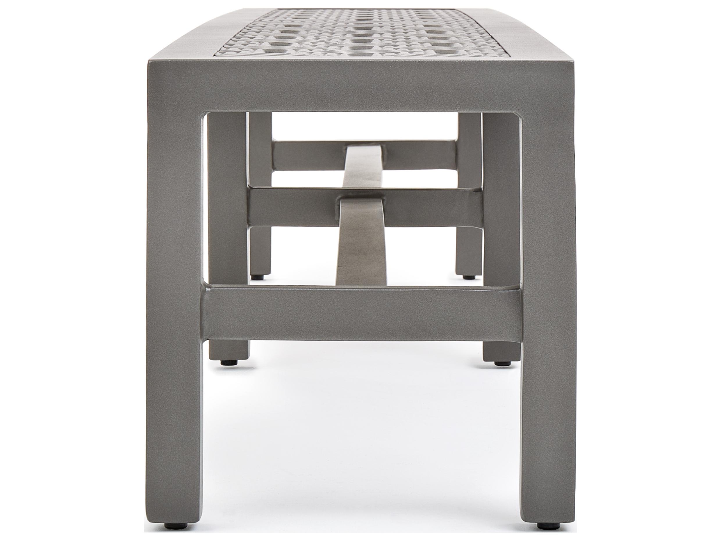 Winston Quick Ship Merge Weathered Teak Aluminum Dining Outdoor Patio Bench