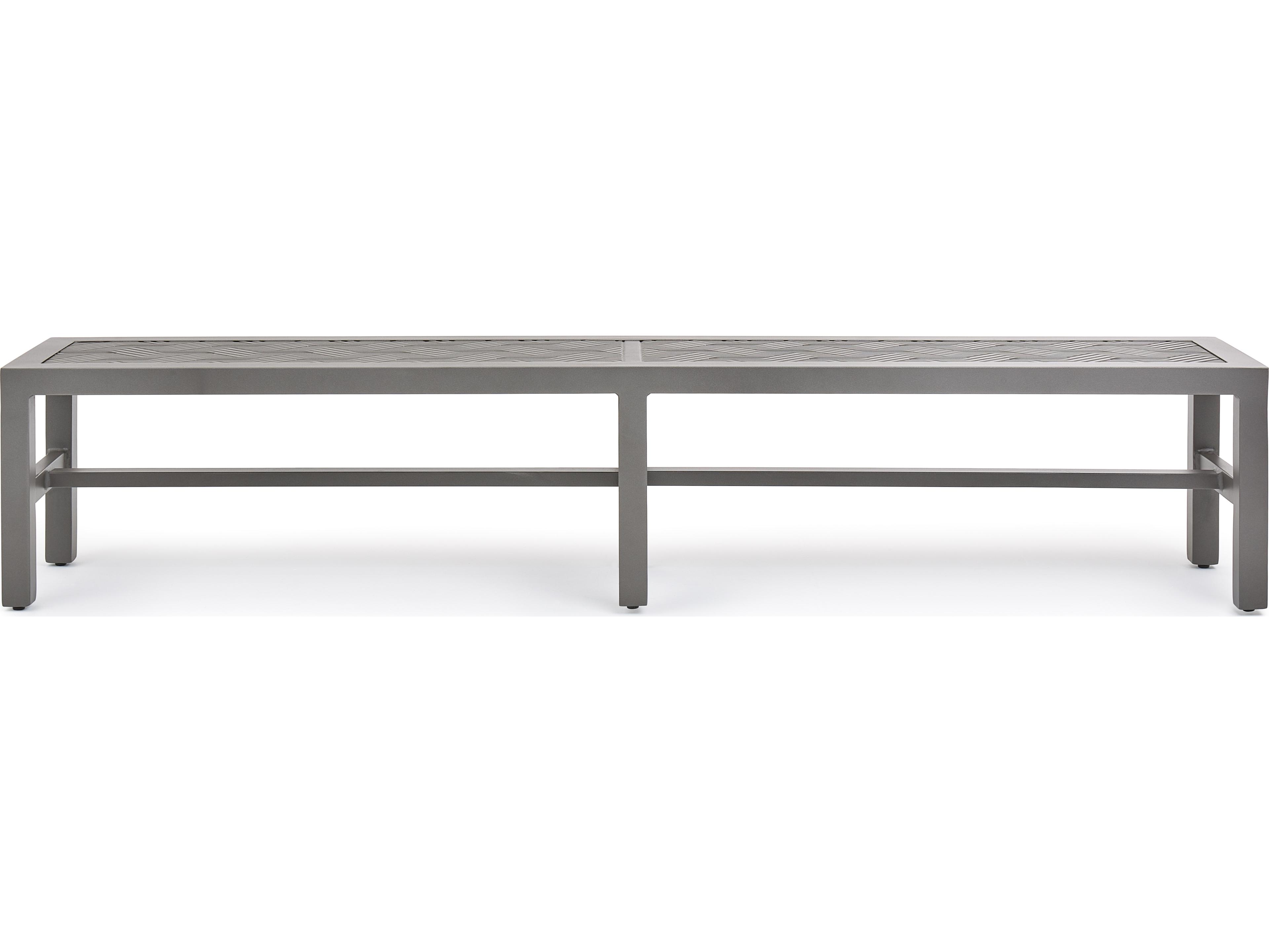 Winston Quick Ship Merge Weathered Teak Aluminum Dining Outdoor Patio Bench