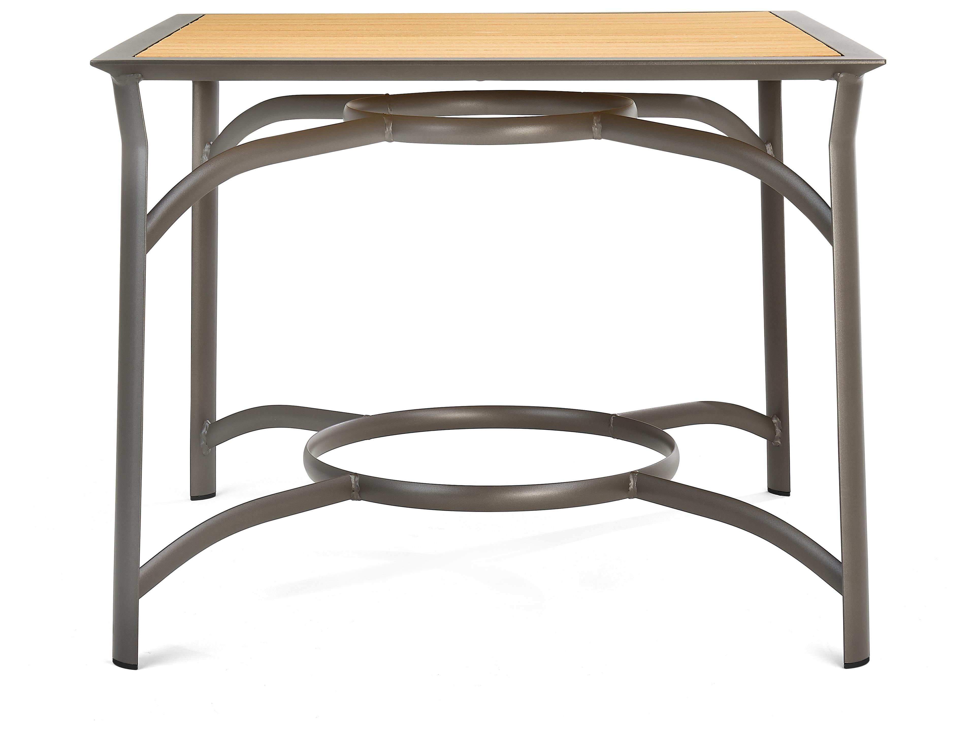 Winston Quick Ship Harper Weathered Teak Aluminum Square Counter Table with Umbrella Hole