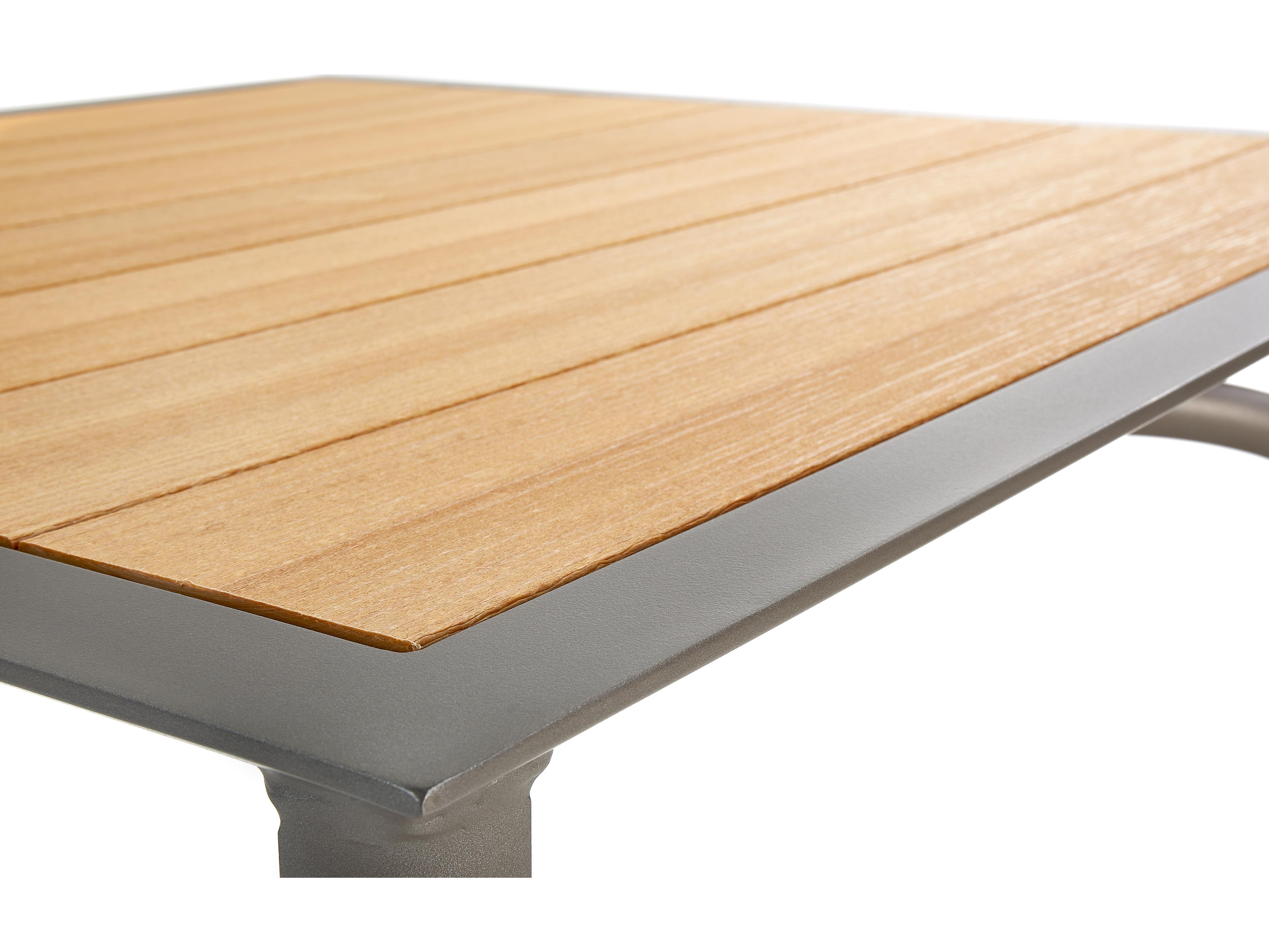 Winston Quick Ship Harper Weathered Teak Aluminum Square Counter Table with Umbrella Hole