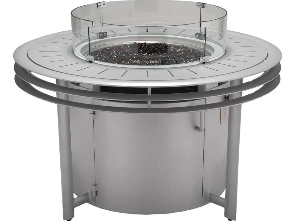 Winston Southern Cay Aluminum Silver 44" Round Firepit Table