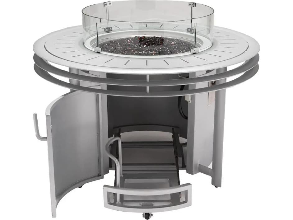 Winston Southern Cay Aluminum Silver 44" Round Firepit Table
