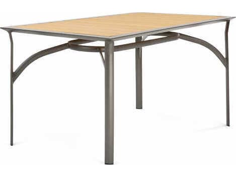 Winston Harper Aluminum Rectangular Outdoor Patio Counter Table with Umbrella Hole