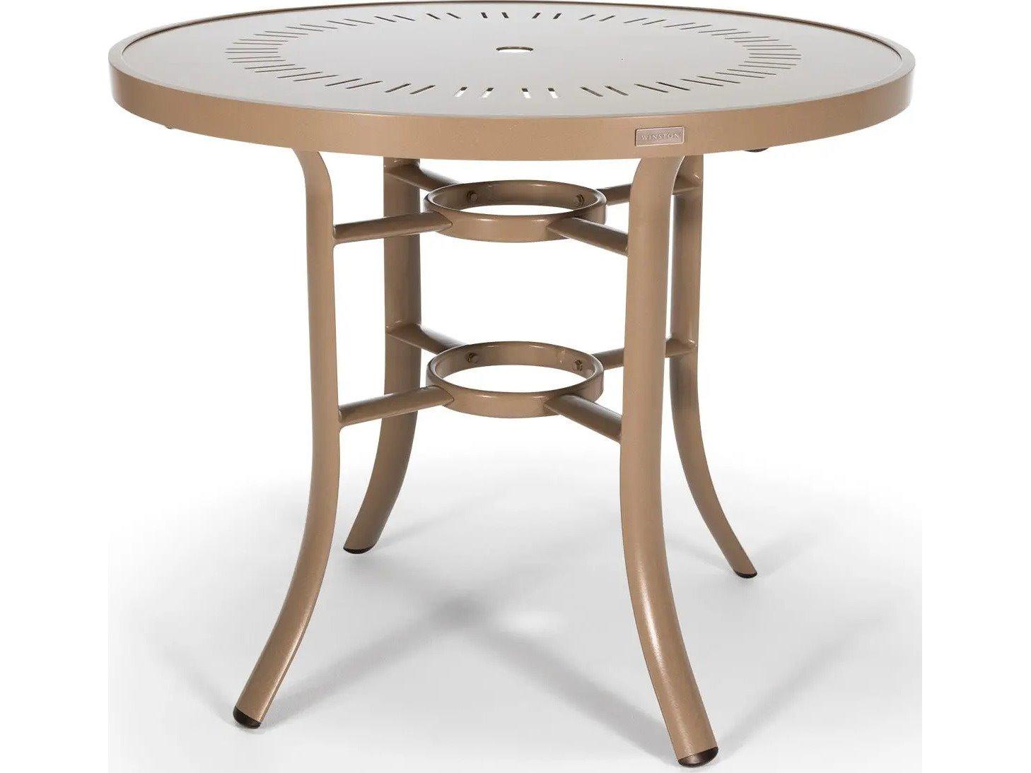 Winston Icon Aluminum 42" Round KD Bar Table with Umbrella Hole