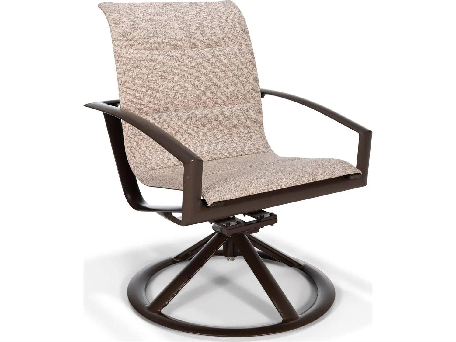 Winston Icon Padded Sling Aluminum High Back Swivel Rocker Dining Arm Chair