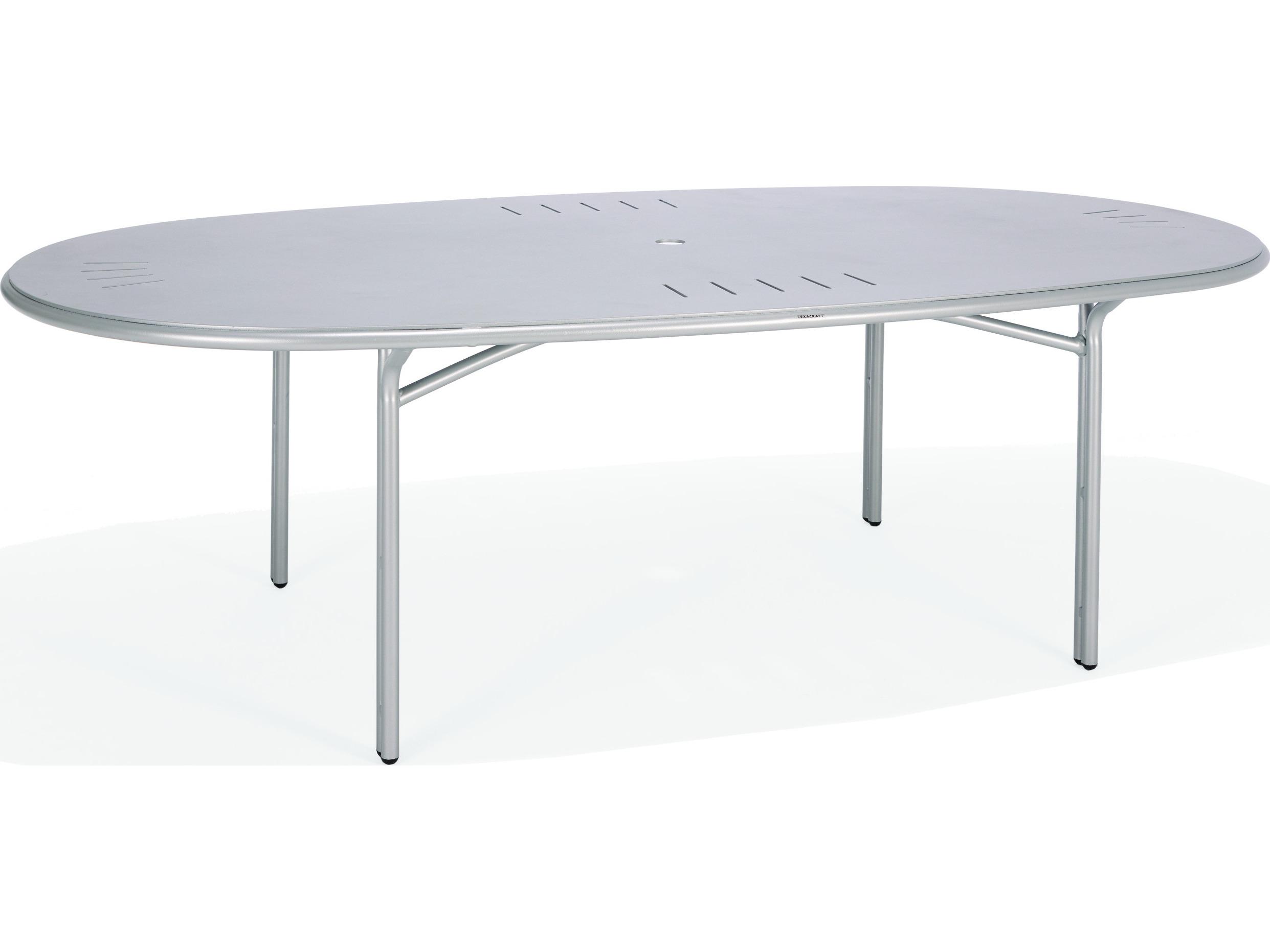 Winston Oceans Aluminum 86"W x 44"D Oval Dining Table with Umbrella Hole