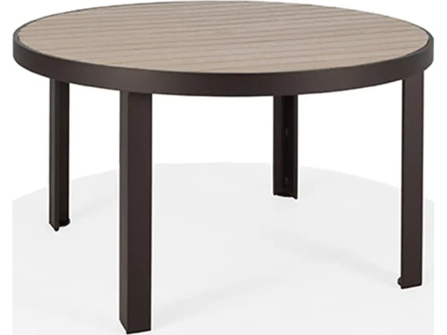 Winston Hamilton Slat HDPE 48" Round Dining Table with Umbrella Hole