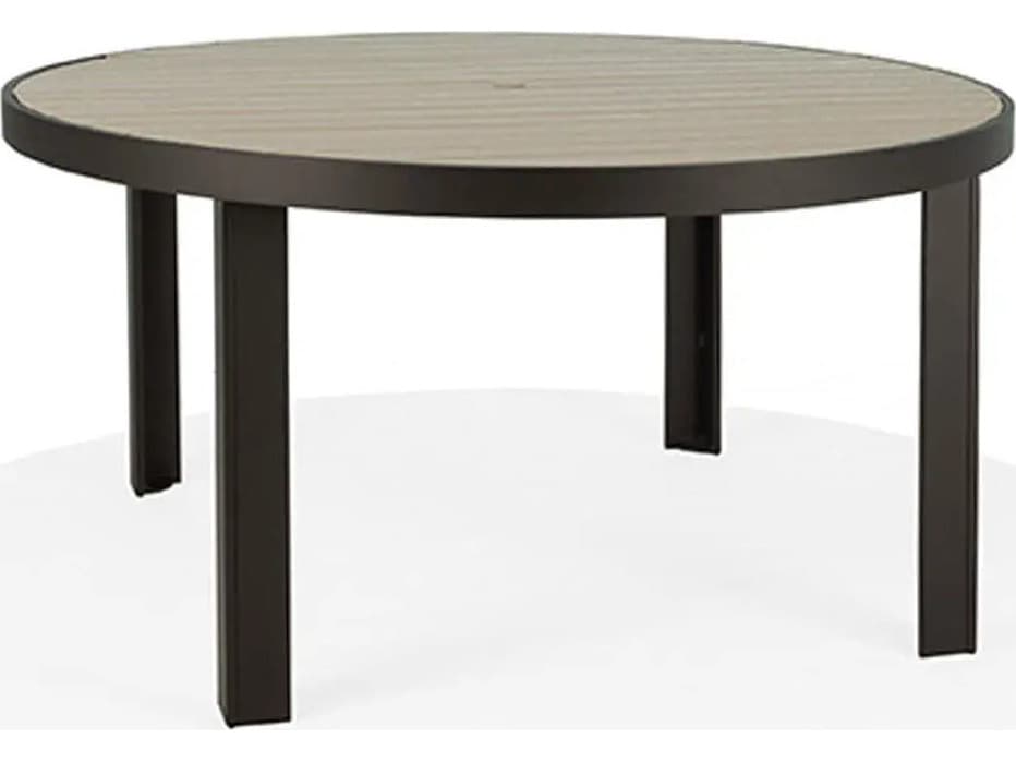 Winston Hamilton Slat HDPE 54" Round Dining Table with Umbrella Hole