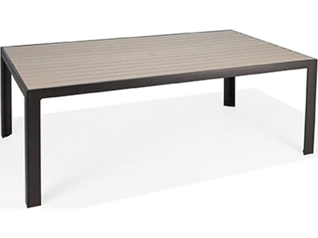 Winston Hamilton Slat HDPE 74" x 42" Rectangular Dining Table with Umbrella Hole