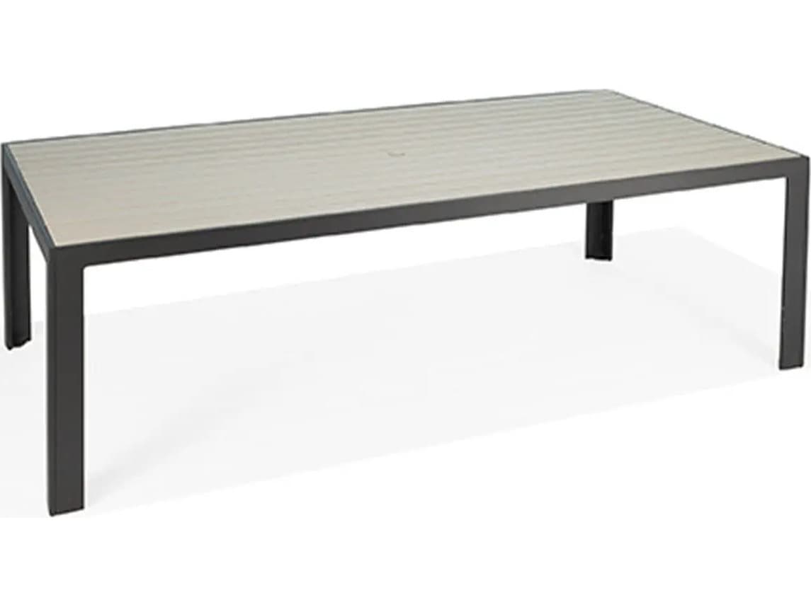 Winston Hamilton Slat HDPE 84" x 42" Rectangular Dining Table with Umbrella Hole
