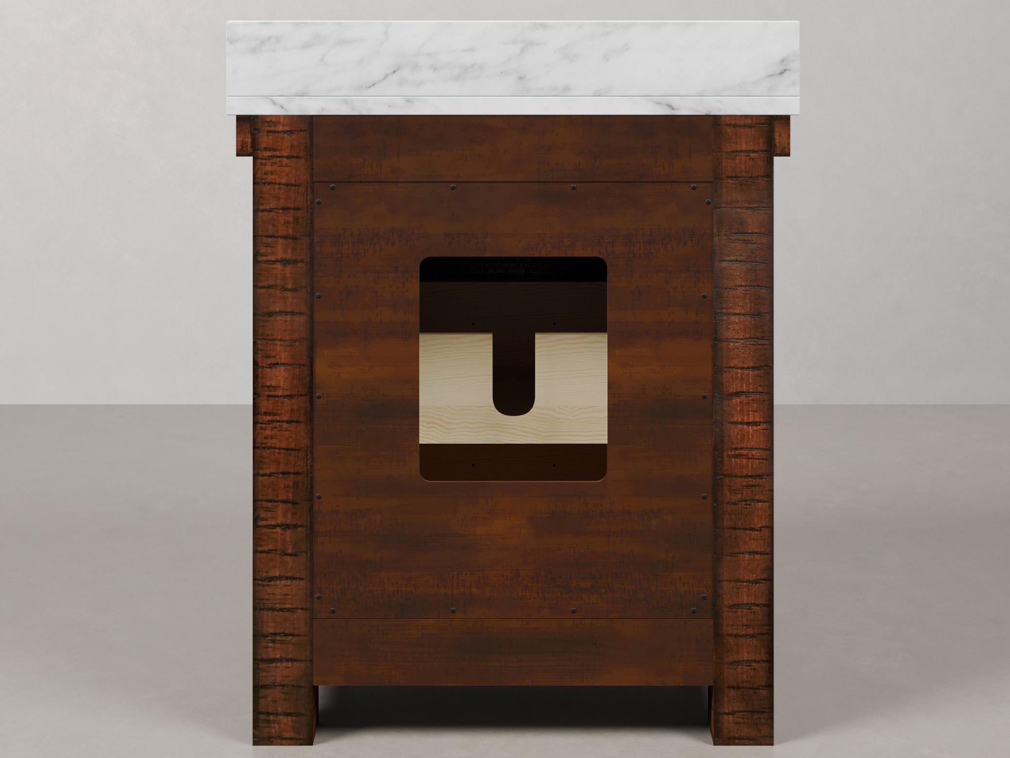 Water Creation Aberdeen Single Sink Carrara White Marble Countertop Bath Vanity in Rustic Sienna