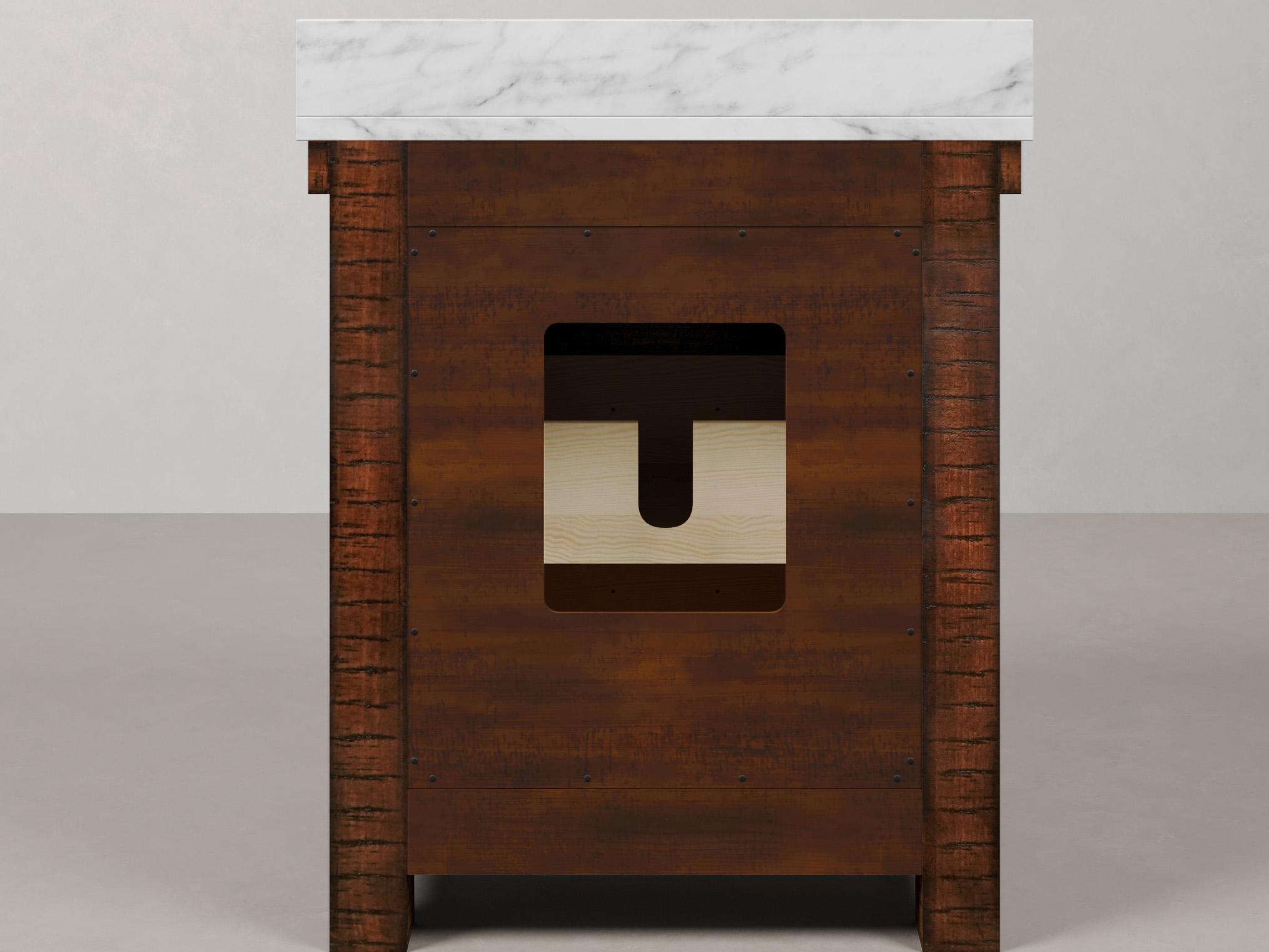 Water Creation Aberdeen Vanity Single Sink Carrara White Marble Countertop Bath Vanity in Rustic Sienna with Rectangular Mirror (S)