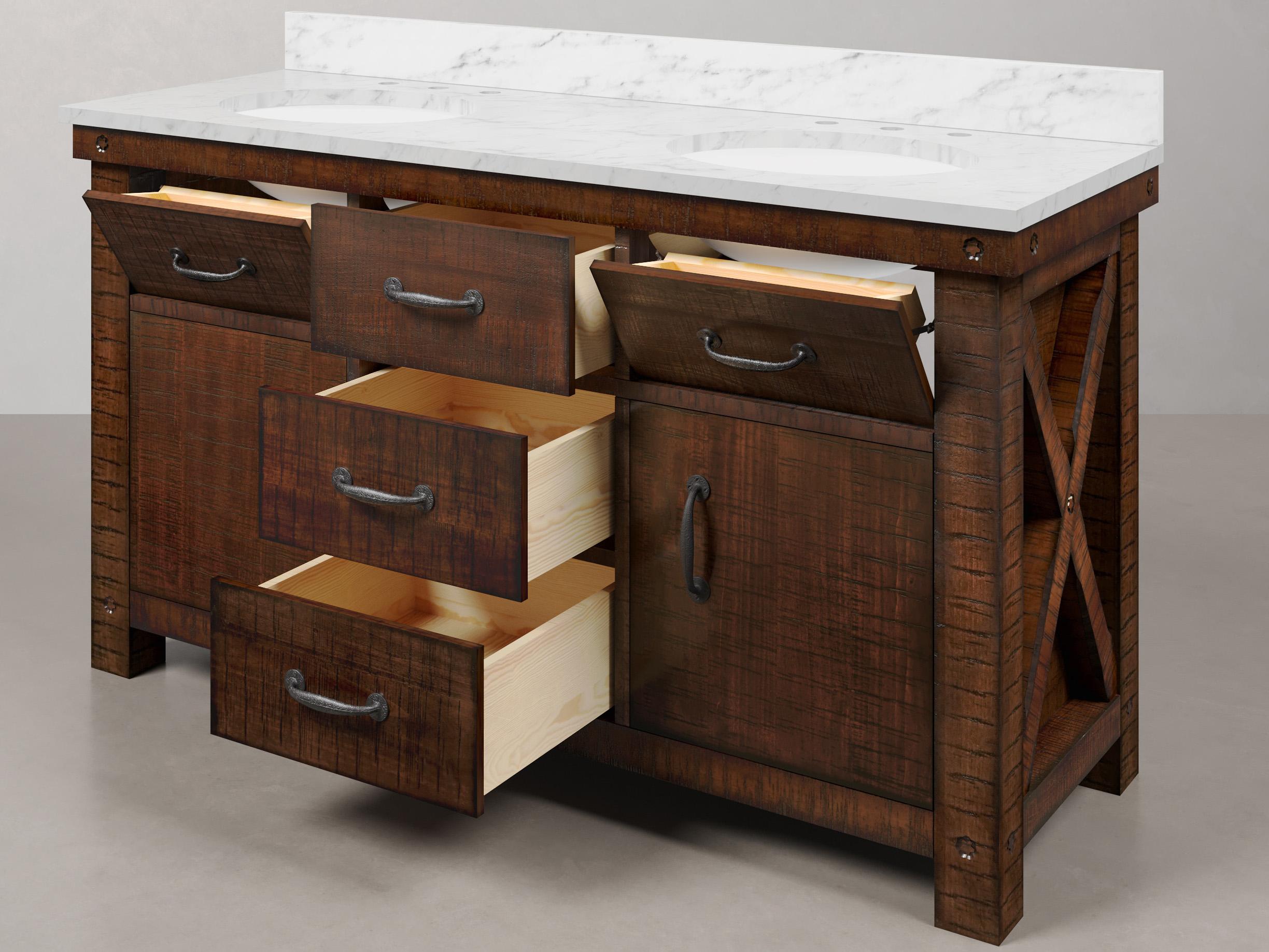 Water Creation Aberdeen White Marble Countertop Bath Vanity in Rustic Sienna with Rectangular Mirrors (S)