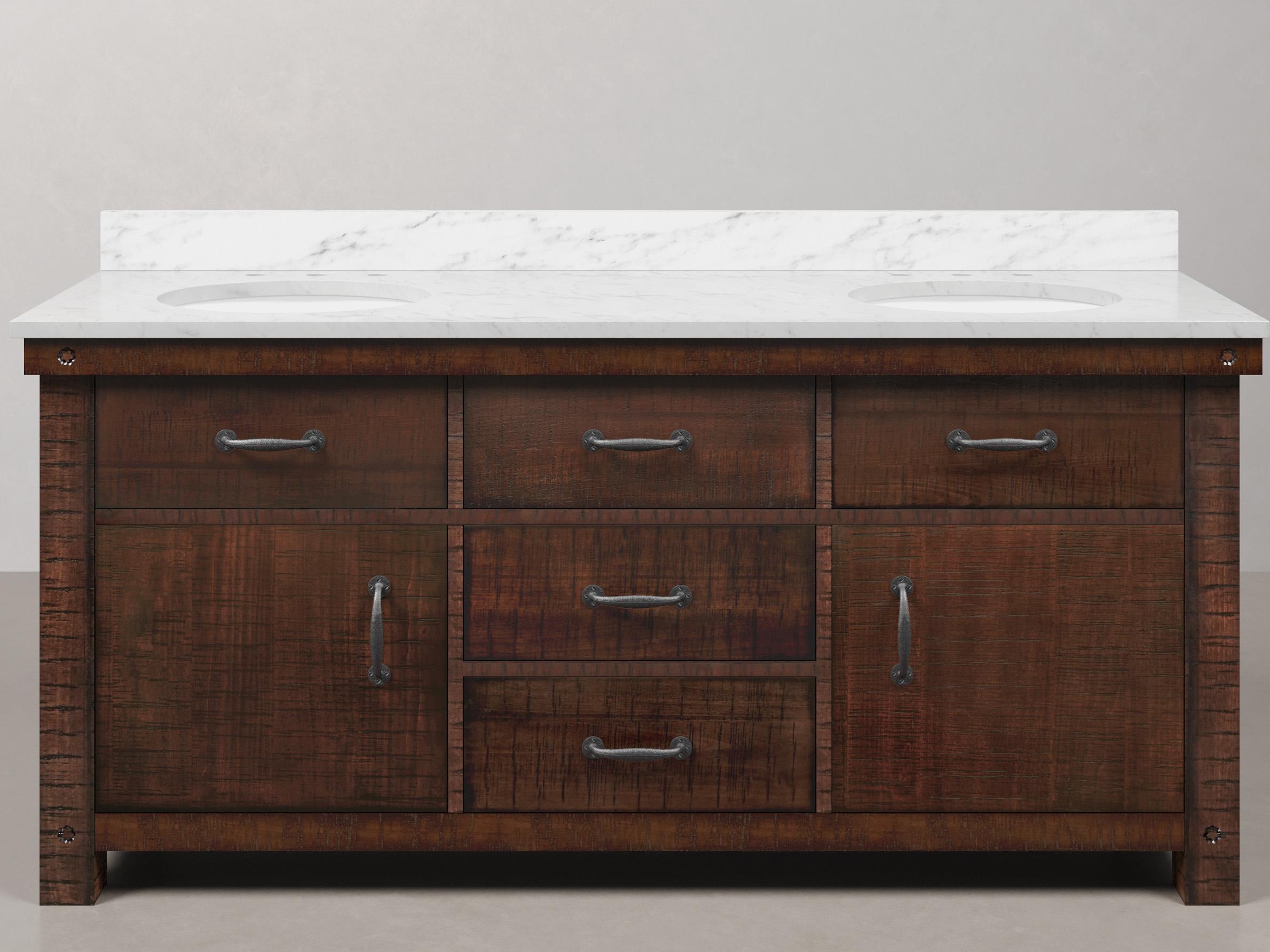 Water Creation Aberdeen White Marble Countertop Bath Vanity in Rustic Sienna