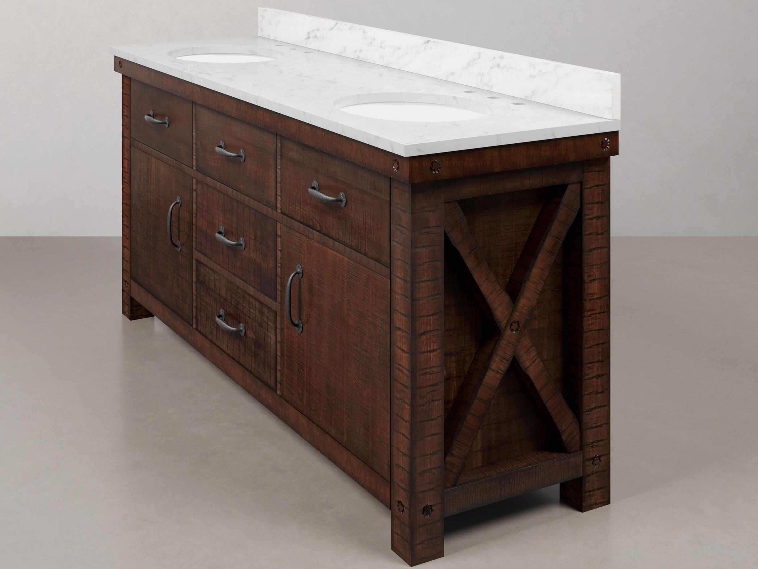 Water Creation Aberdeen White Marble Countertop Bath Vanity in Rustic Sienna